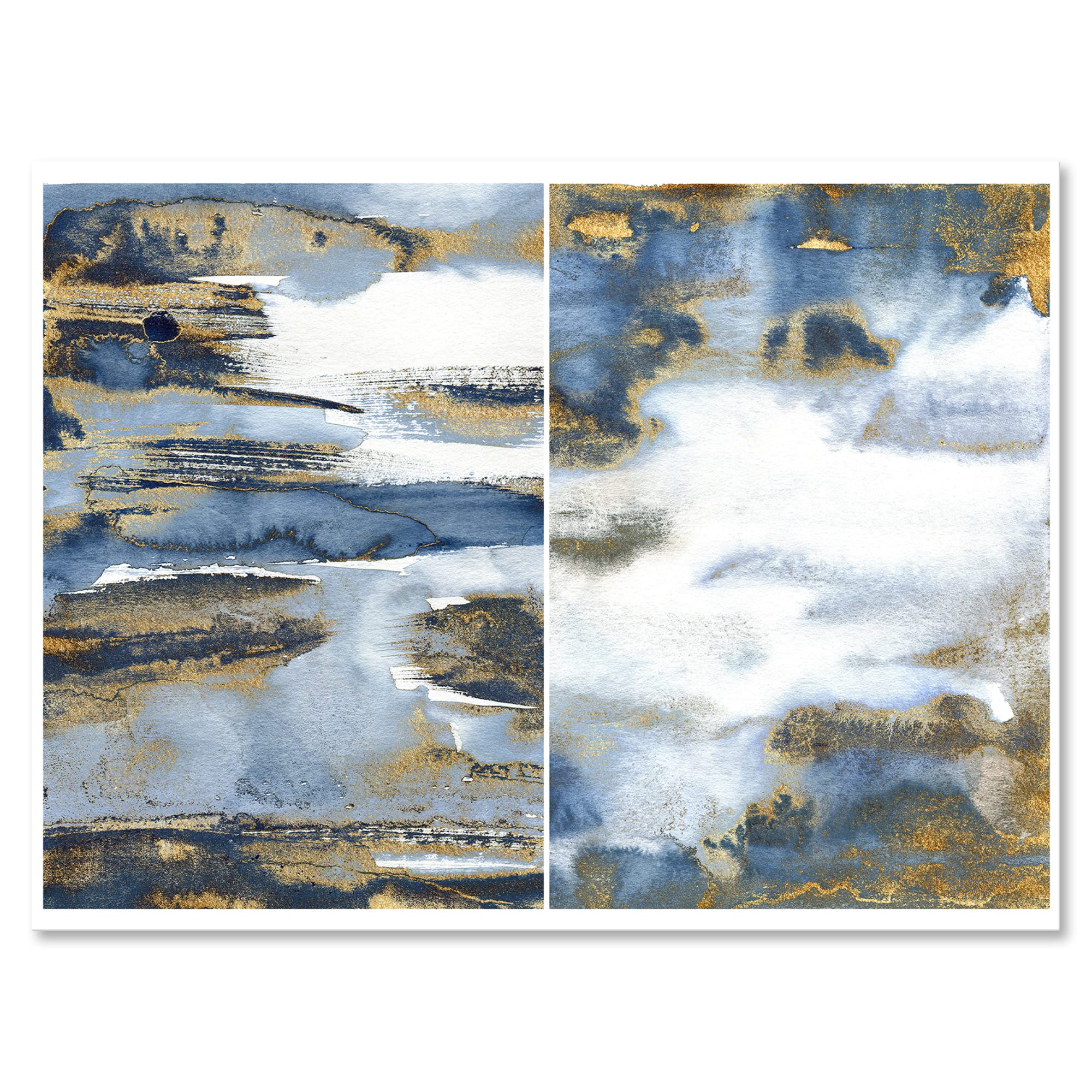 Dark Blue and Gold Abstract Waves III Modern Canvas Wall Art 32x24 - Stunning Home Decor for Living Room, Bedroom & Office
