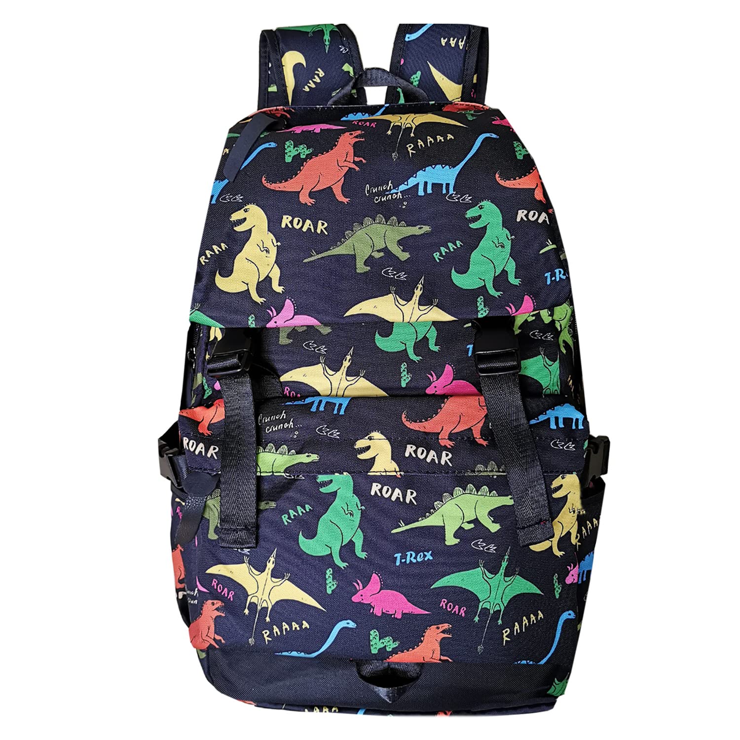 Larswon Canvas Dinosaur Backpack for School & Travel - Lightweight Laptop Rucksack Fits 13