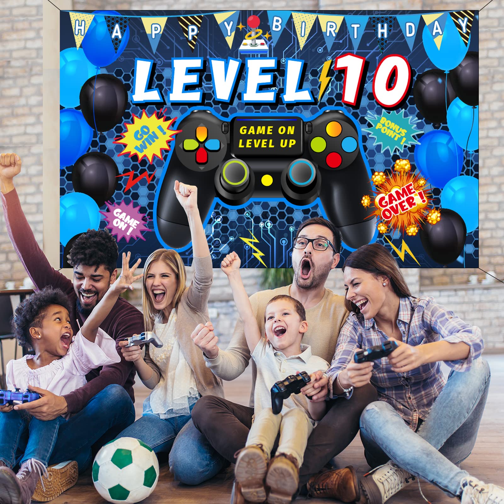Vlipoeasn 10th Birthday Party Decorations for Boys - Video Game Theme Backdrop & Supplies for 10 Year Old's Celebration | Perfect for Gaming Themed Parties, Streamer Events & Kids Birthday Decor