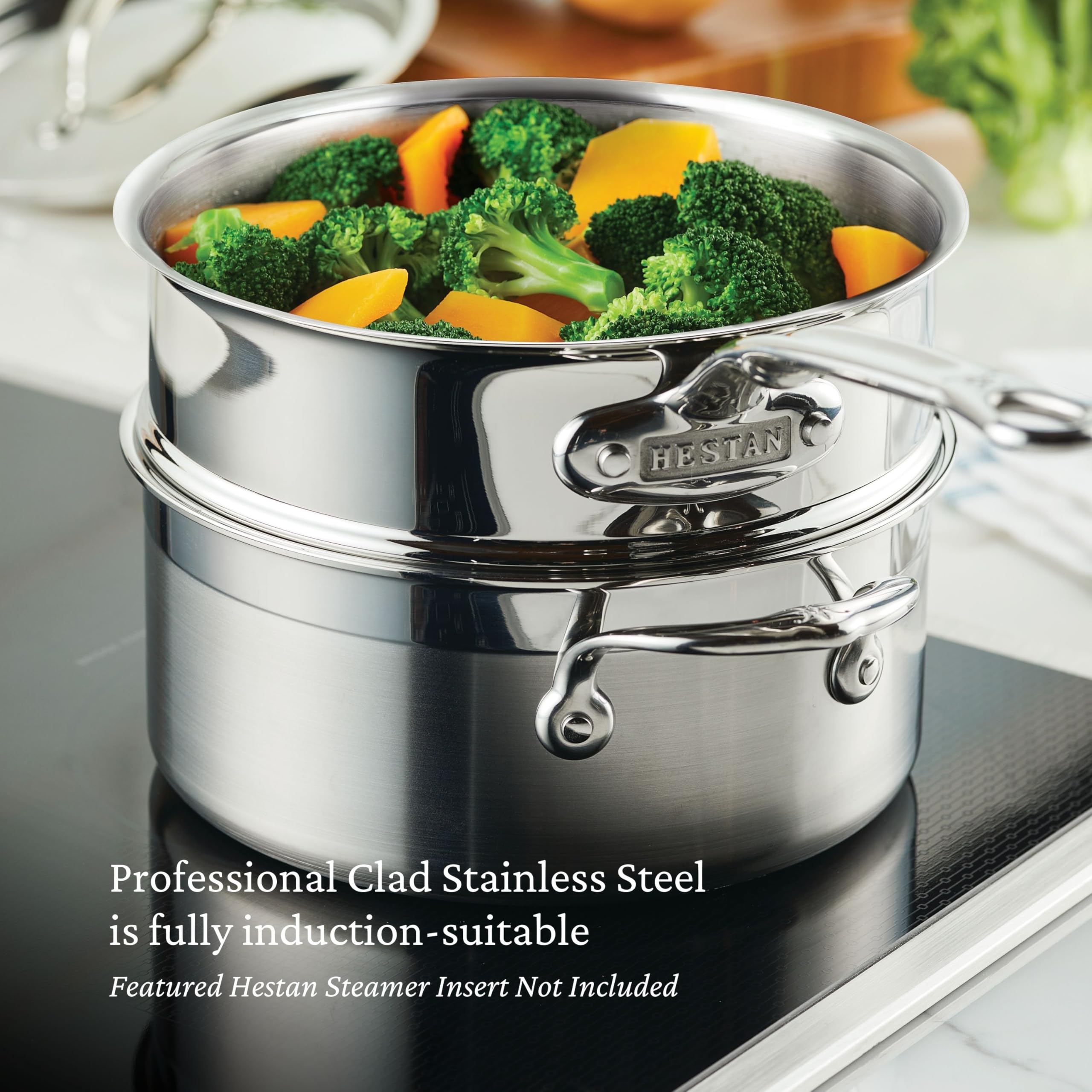 Hestan ProBond Professional Clad Stainless Steel Soup Pot - 3 Quart Induction Cookware for Home & Restaurant Use - Perfect for Soups, Stews & Pasta Cooking