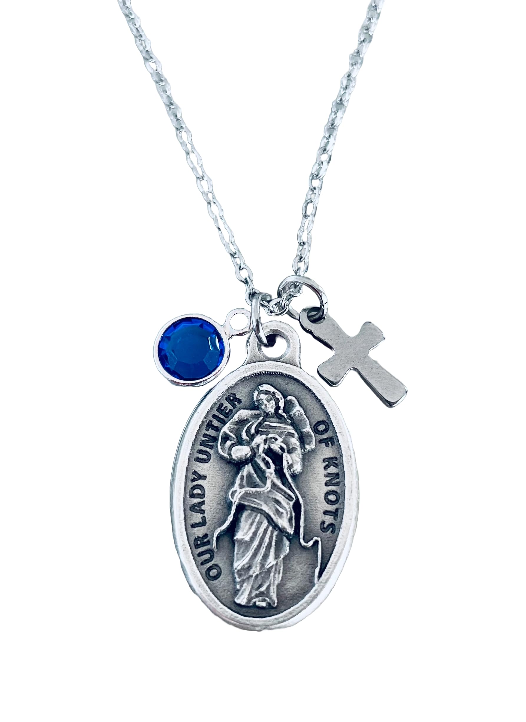 Mary Undoer of Knots Necklace - Silver Catholic Medal Gift for Her - Prayer & Devotion