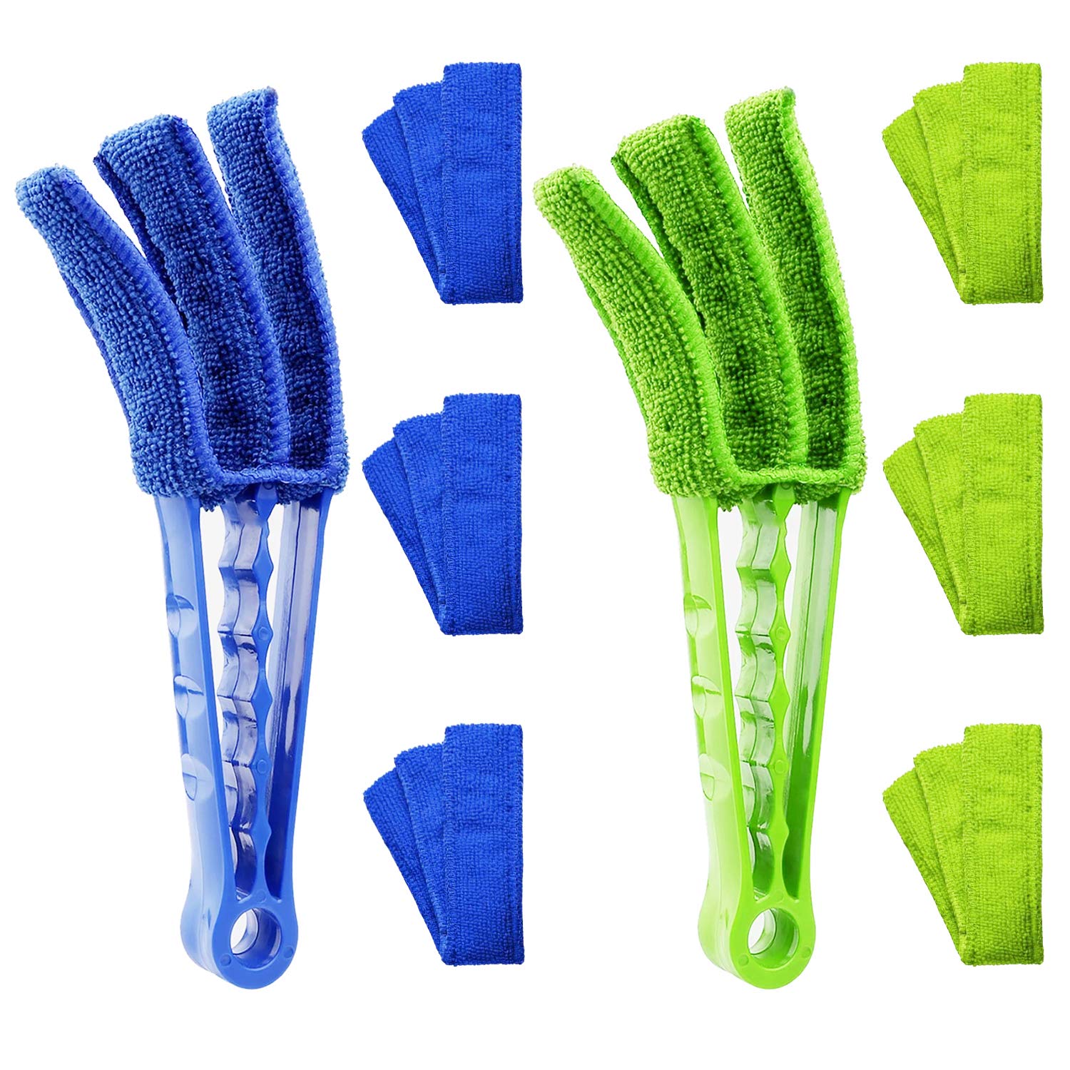 2 Pack Window Blind Cleaner Duster Tool with 12 Microfiber Sleeves - Easy Cleaning for Blinds, Shutters, AC Vents & Home Dusting - Perfect for Venetian Blinds, Jalousie Shutters & HVAC Maintenance