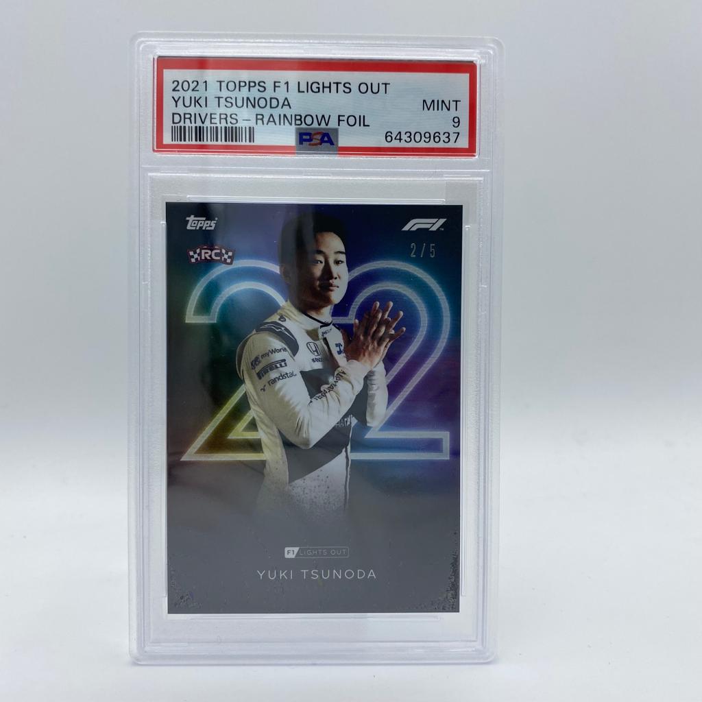 PSA 9 Graded 2/5 Yuki Tsunoda F1 Driver Rainbow Foil Trading Card - Perfect for Collectors, Racing Fans & Investment