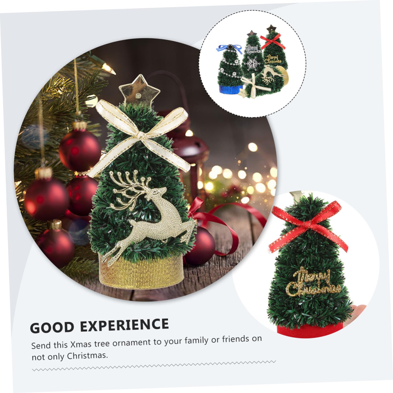 OSALADI 4-Piece Mini Christmas Tree Set - Small Plastic Xmas Tree Decorations for Desktop, Tabletop, Holiday Home Decor - Perfect for Office, Living Room & Christmas Party Decor