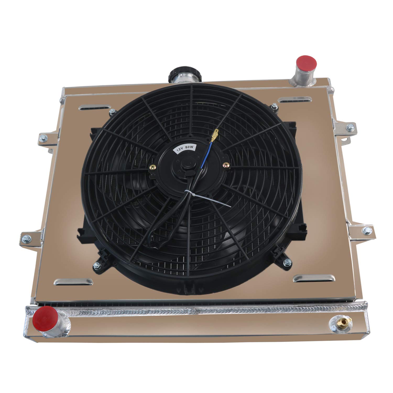 AlloyWorks 3-Row Aluminum Radiator with Shroud Fan & Relay Kit for 1984-1995 Toyota Pickup DLX 4Runner SR5 2.4L L4 Engine - Perfect for Off-Roading, Towing & High-Performance Cooling