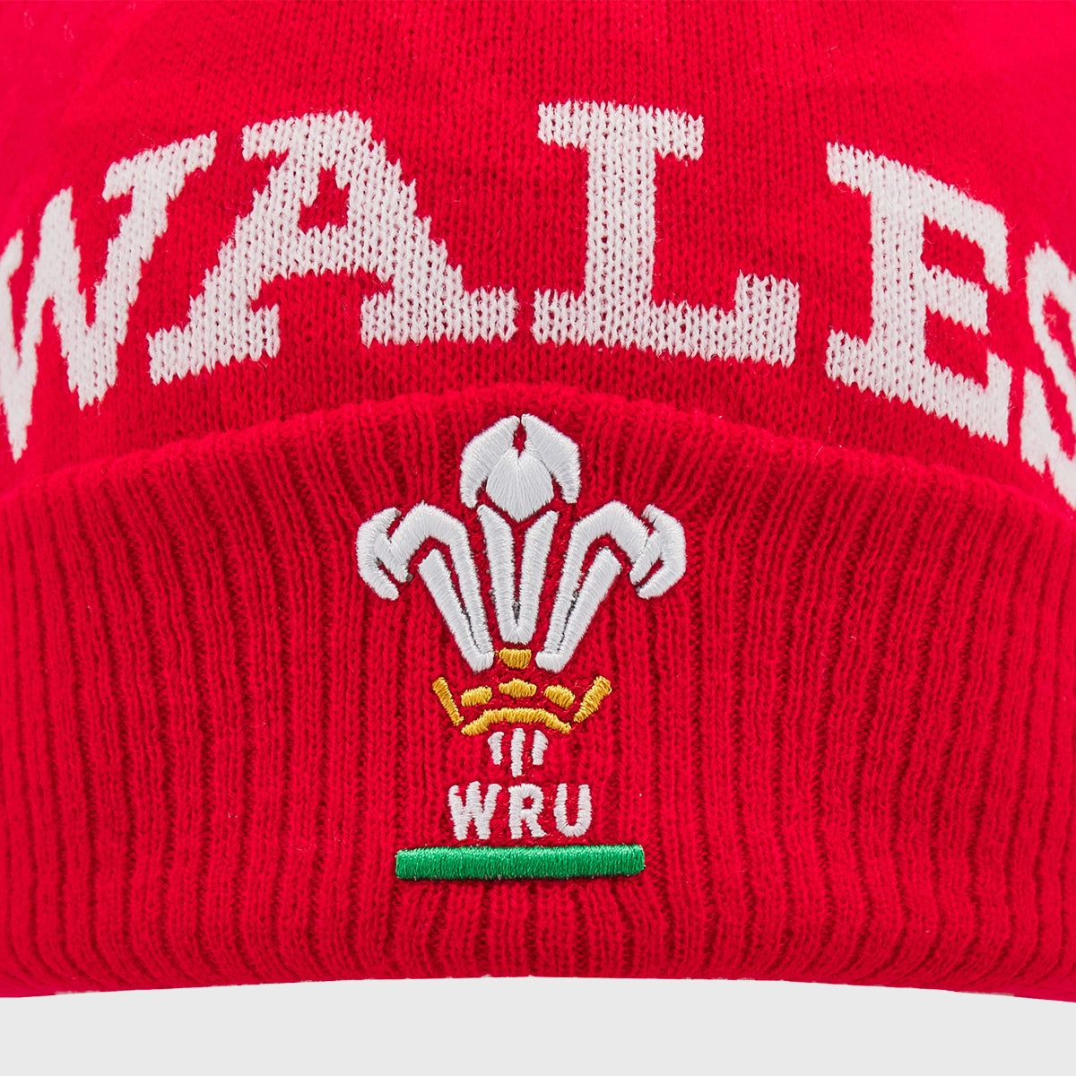 Wales Rugby Bobble Beanie Hat - Official Macron Team Merchandise - Warm Winter Knitted Cap for Rugby Fans - Perfect for Match Days & Outdoor Activities