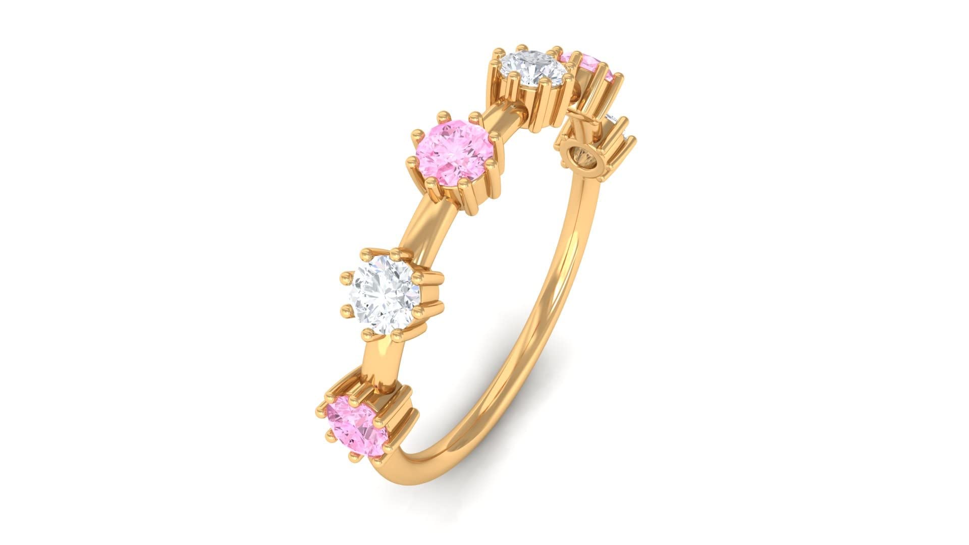 1/4 CT Pink Sapphire and Diamond Ring for Women - 14K Solid Gold Minimalist Engagement Ring, Wedding Band, Anniversary Gift (Perfect for Proposals, Bridal Jewelry & Special Occasions)
