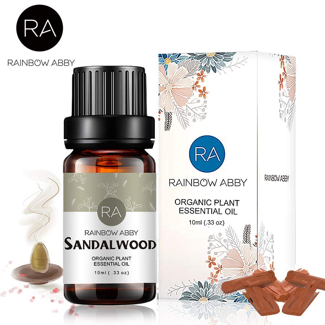 Pure Sandalwood Essential Oil - 100% Natural Aromatherapy Oil for Diffusers, Massage & Relaxation (10ml) | Perfect for Stress Relief, Meditation & Home Spa