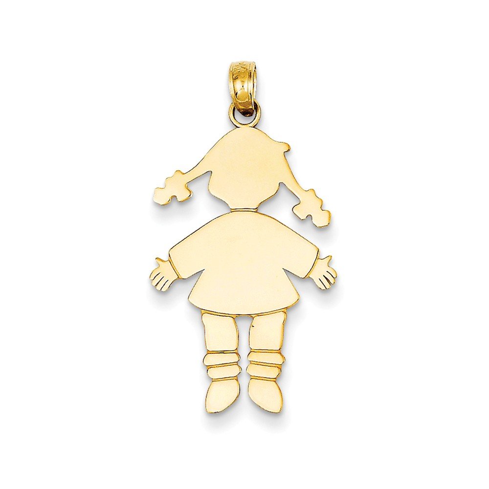 14K Gold Flat Engravable Girl Charm Pendant - Personalized Jewelry Gift for Women, Girls, Teens - Perfect for Birthdays, Anniversaries, and Special Occasions