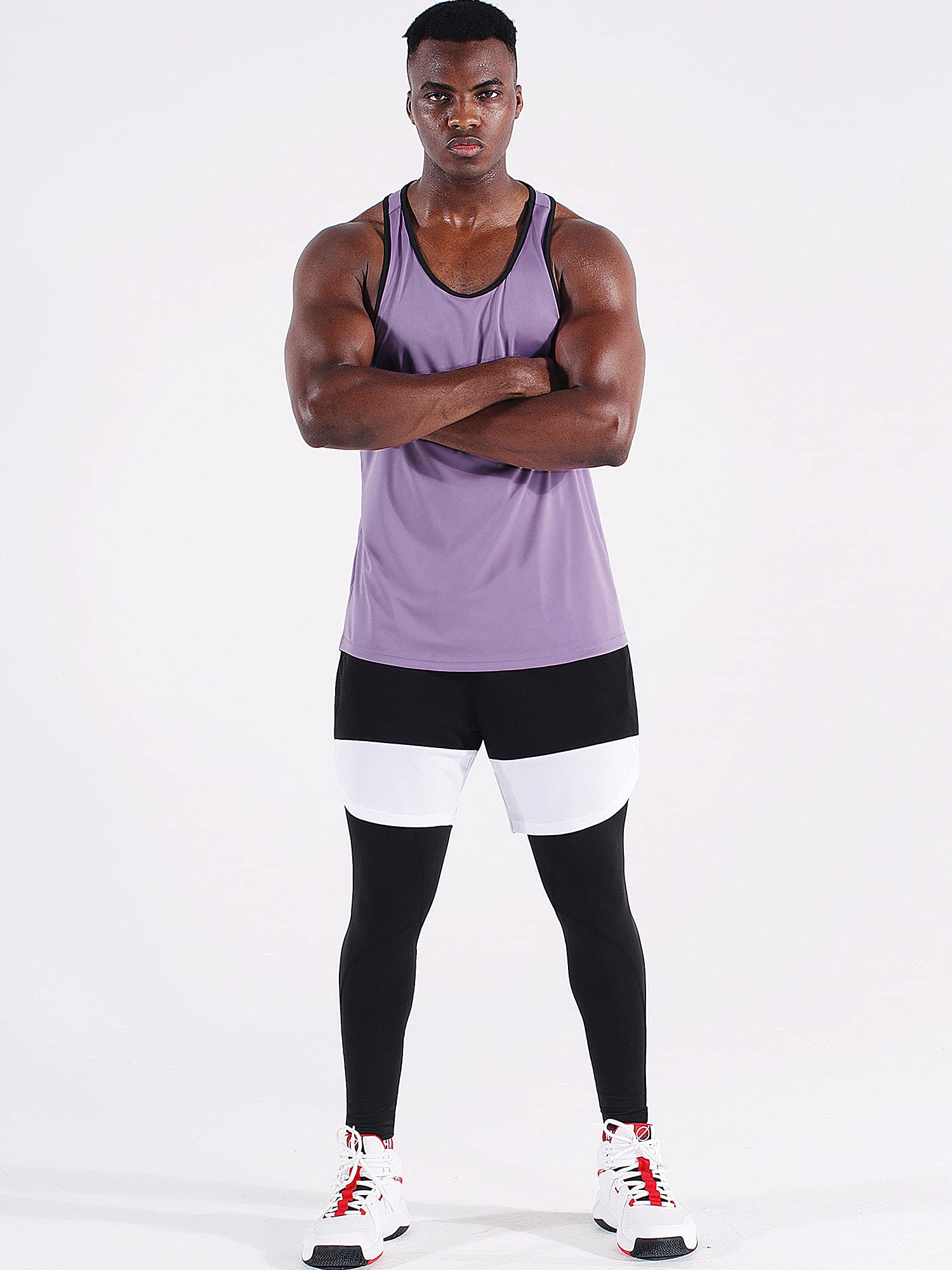 NELEUS Men's 3 Pack Running Tank Tops - Moisture Wicking Quick Dry Athletic Shirts for Workout & Gym - Breathable Y-Back Design for Summer Training, Jogging & Sports Activities
