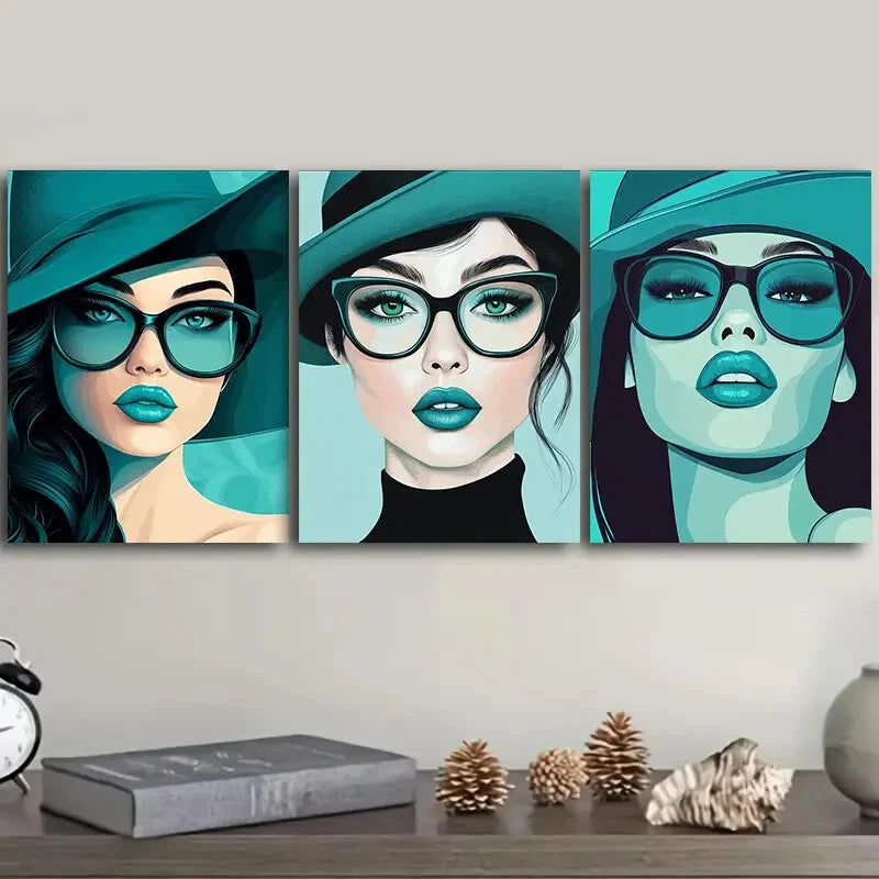 3-Piece Oval Face Pretty Girl Wall Art Set - Framed Canvas 40x60cm - High Quality Print - 100% Australian Made - Ready to Hang - Perfect for Living Room, Bedroom & Office Decor