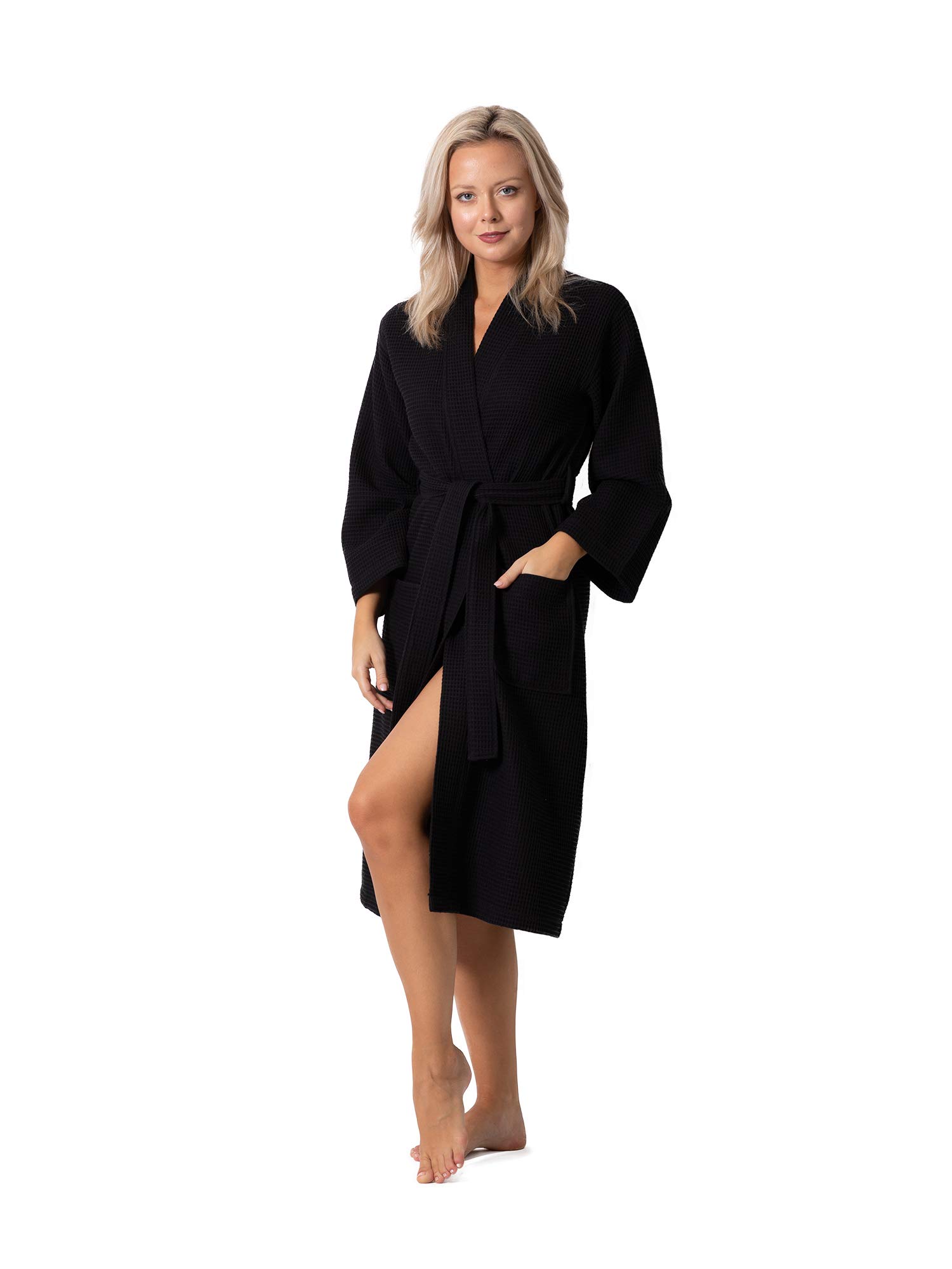Premium Turkish Linen Waffle Knit Kimono Robe for Women - Lightweight Spa Bathrobe - Quick Dry & Ultra Soft - Perfect for Relaxation, Lounging & Post-Shower Comfort