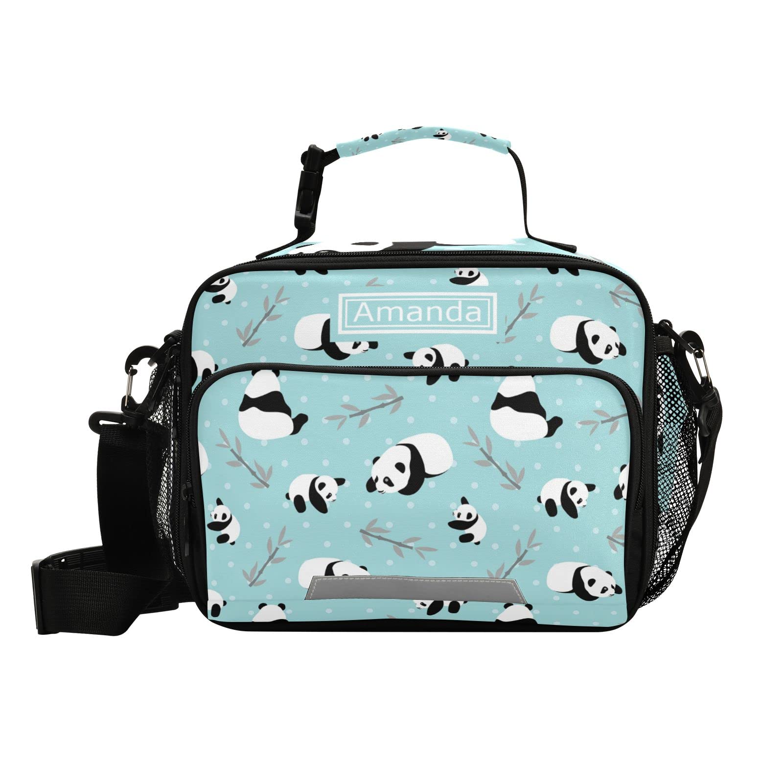 Personalized Panda Lunch Box for Girls - Custom Name Insulated Cooler Bag for School, Work & Picnic - Reusable Shoulder Tote Lunch Bag for Kids & Adults - Perfect for School Lunches, Office Meals & Outdoor Activities