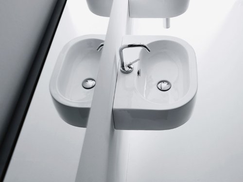 Kerasan Flo Wall Mounted Bathroom Sink - Modern Vessel Vanity Sink for Small Bathrooms | Perfect for Powder Rooms, Guest Baths & Contemporary Home Decor