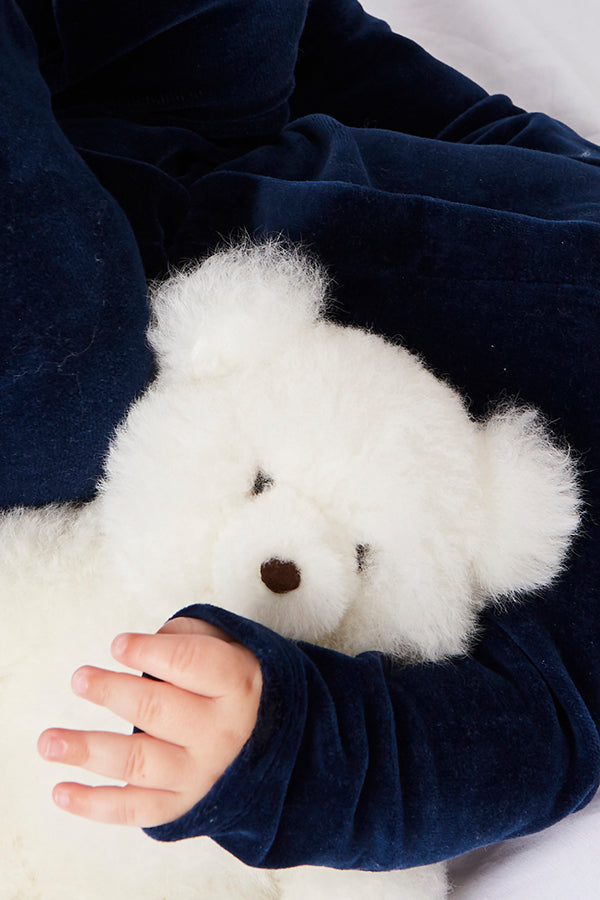 Premium White Teddy Bear - 100% Soft Alpaca Fur Stuffed Animal Plush Toy | Perfect Gift for Kids, Valentine's Day & Nursery Decor