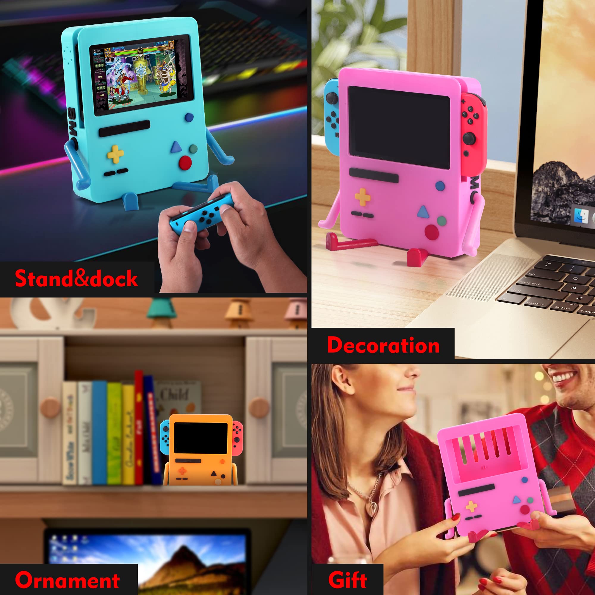 GRAPMKTG Cooling Fan Charging Stand for Nintendo Switch - Portable Charger Dock with Fast Charging | Orange | Perfect for Gaming On-The-Go & Travel Accessories
