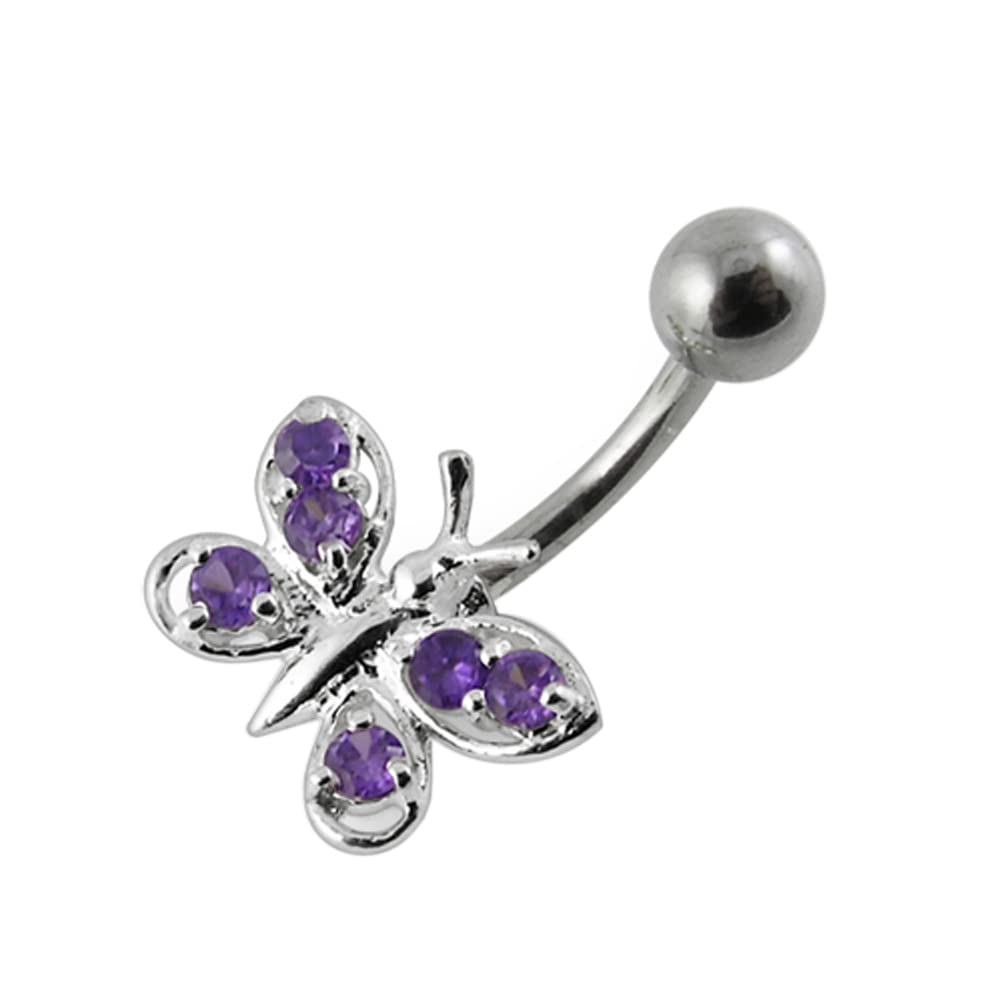 925 Sterling Silver & Stainless Steel Butterfly Belly Button Rings - Elegant Body Jewelry for Women, Perfect for Piercings, Beach Wear & Summer Fashion