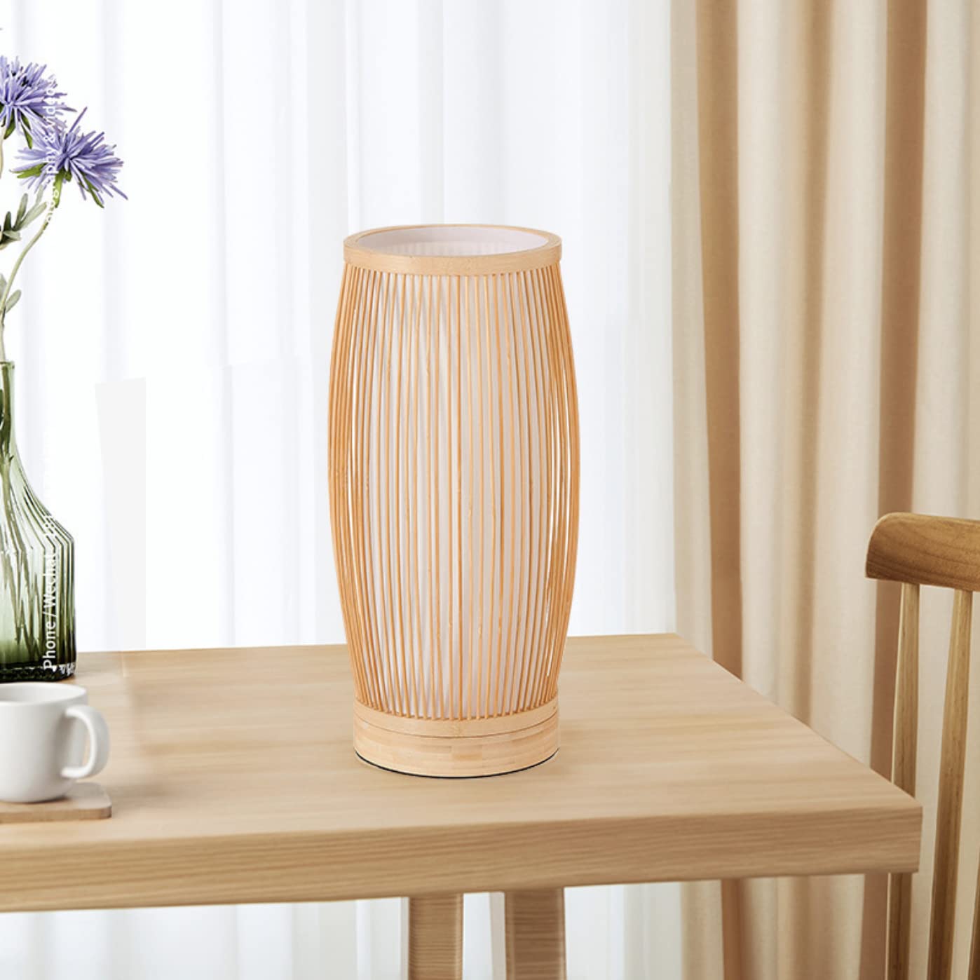Rustic Bamboo Table Lamp - Handmade Decorative Night Light for Bedroom, Living Room, Restaurant | Mood Lighting & Ambient Illumination | Perfect for Cozy Nights, Romantic Dinners, and Relaxing Spaces