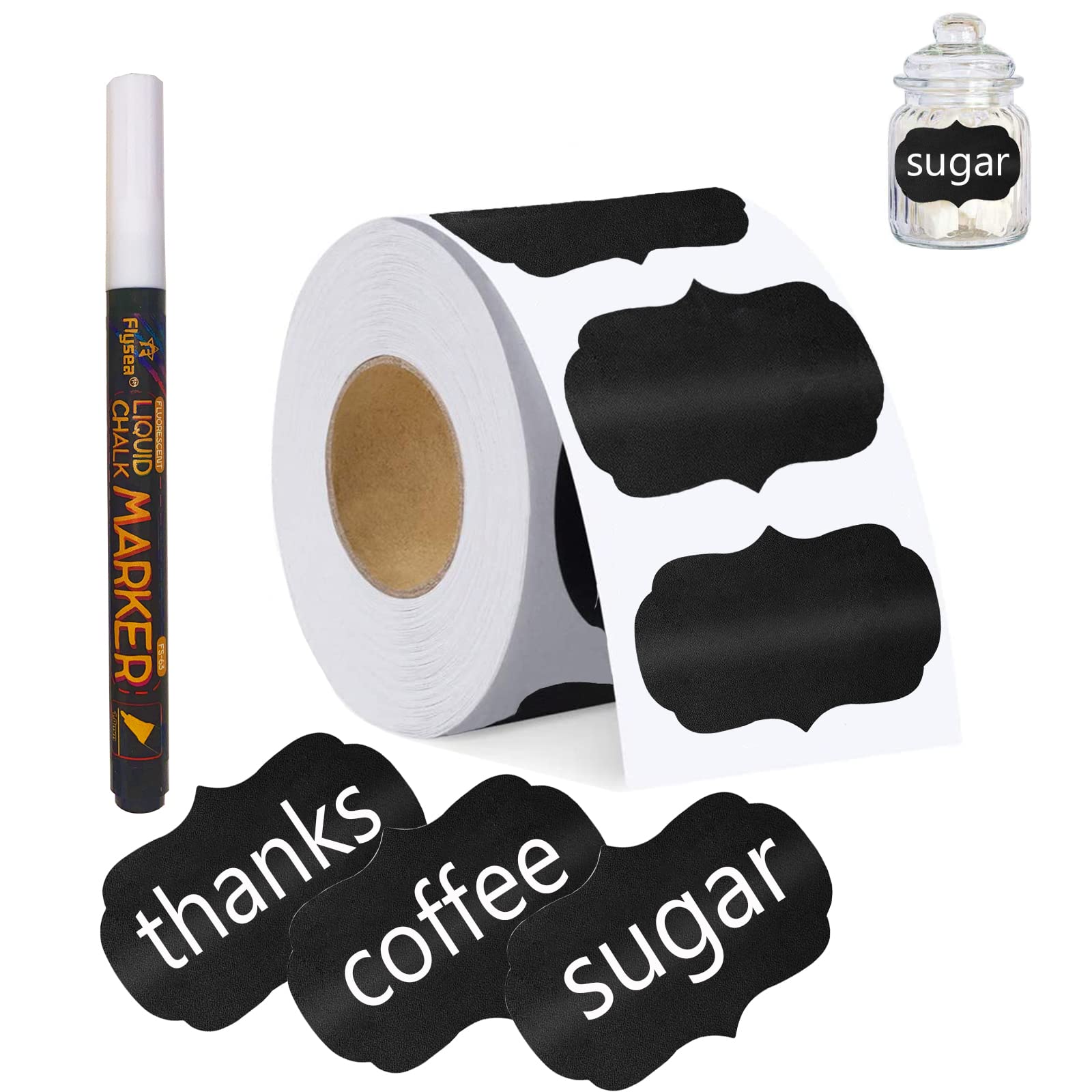 180Pcs Reusable Waterproof Chalkboard Labels with Erasable Chalk Pen - Perfect for Jars, Mason Bottles, Pantry Organization, Party Decorations & Craft Room Storage - Ideal for Home, Office & Classroom Use