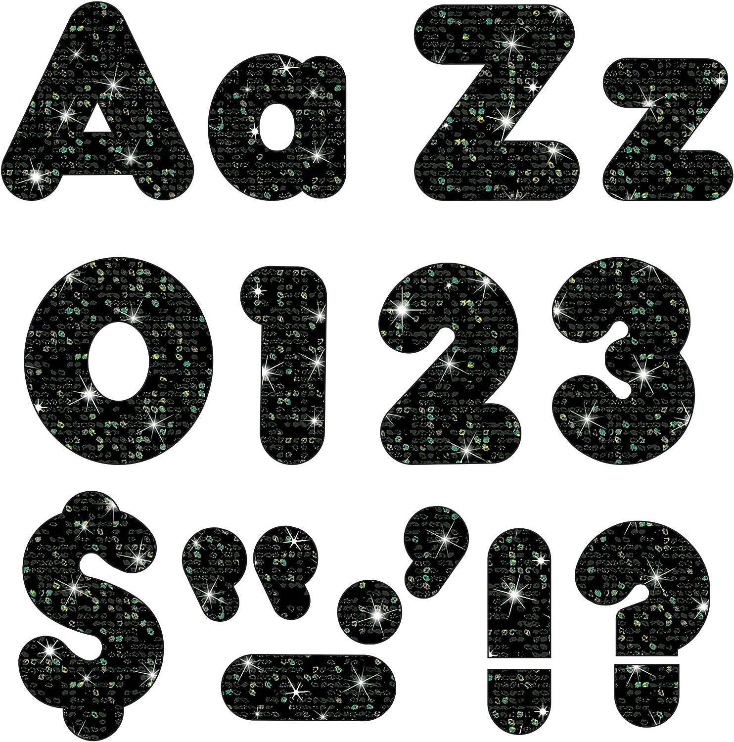 Black Sparkle 4 Casual Combo Ready Letters - Alphabet Decorative Letters for DIY Crafts, Home Decor, Scrapbooking & Party Decorations