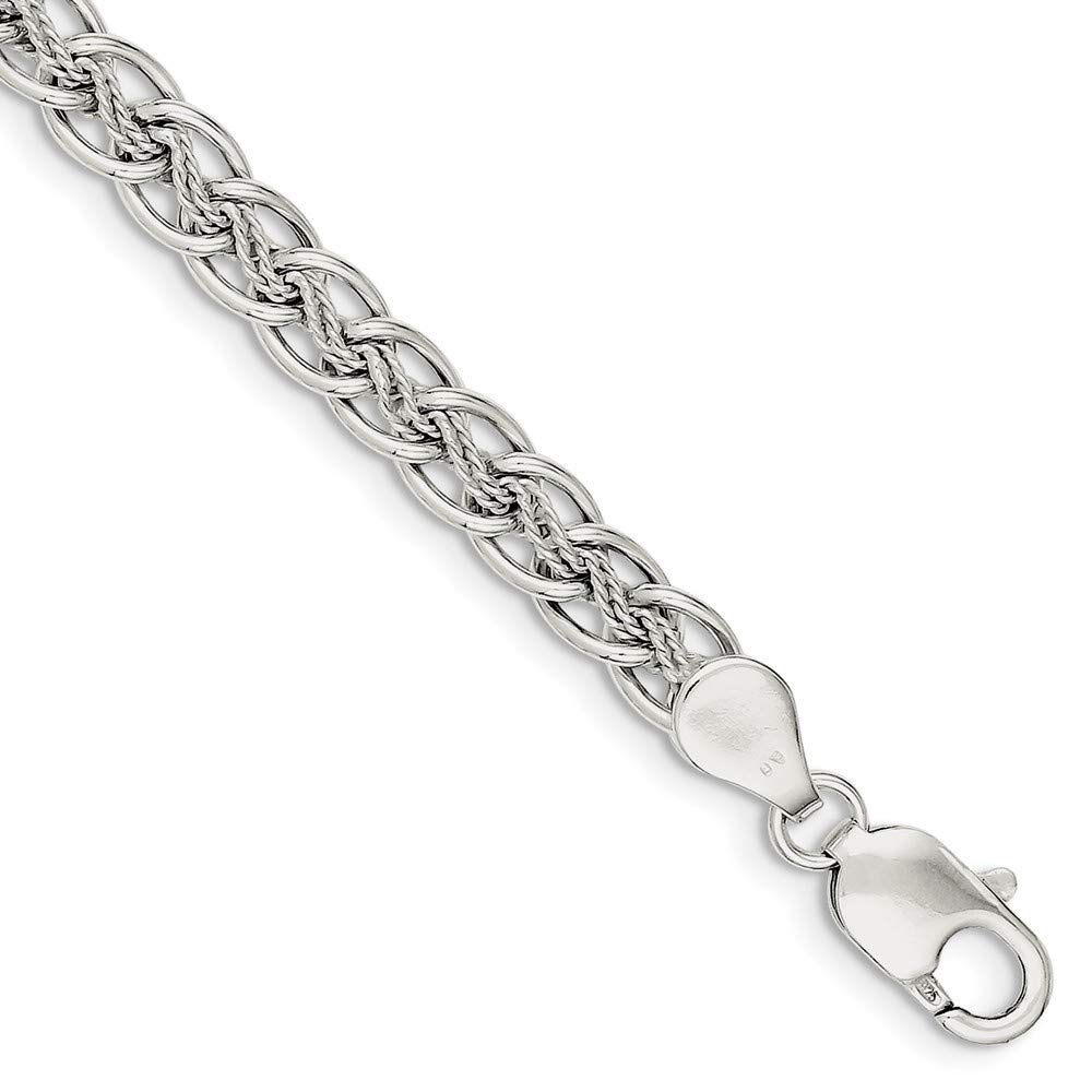 Roy Rose Jewelry Sterling Silver Fancy Bracelet for Women - Polished & Textured Design, 7.5