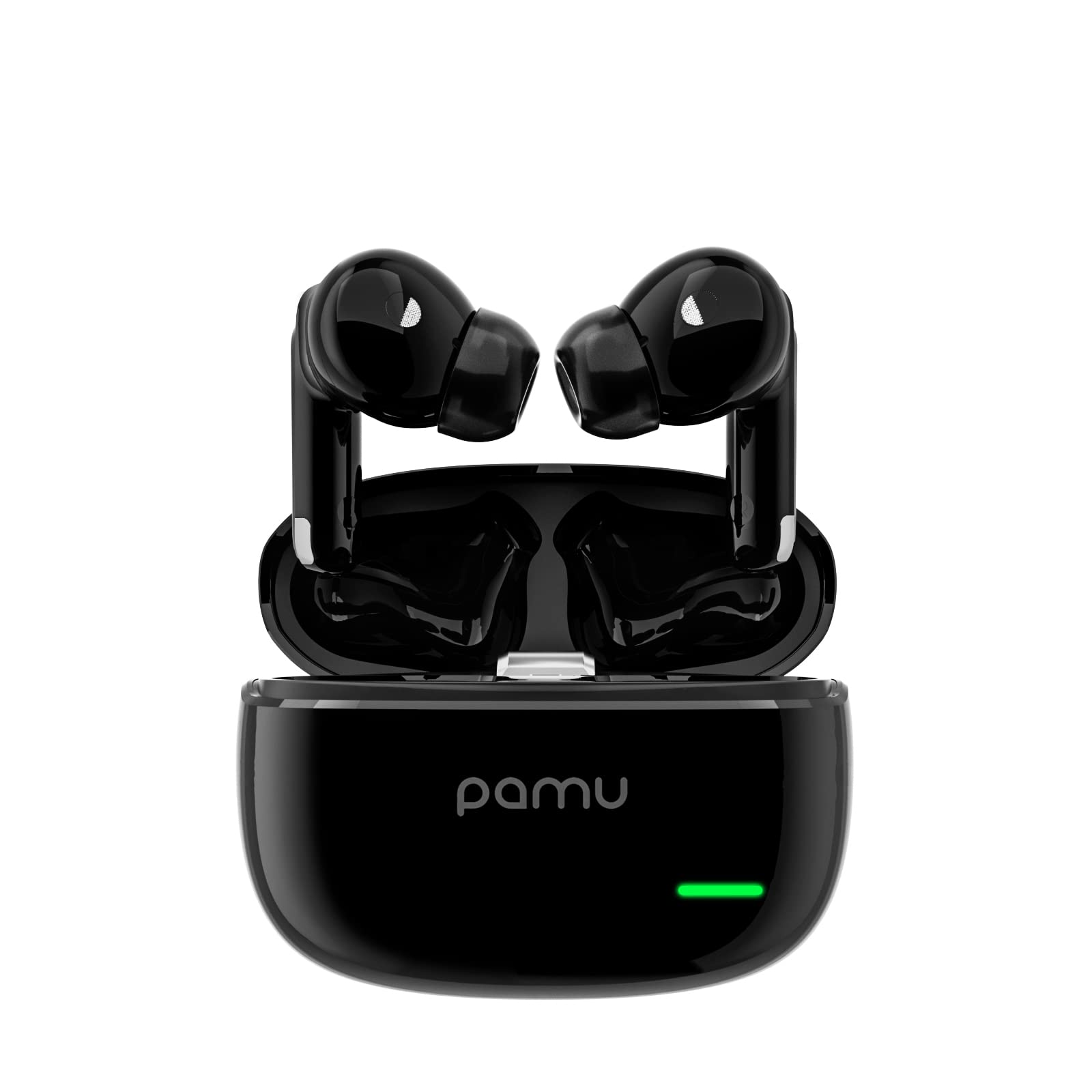 **Pamu Wireless Earbuds with Active Noise Cancelling (ANC), Bluetooth 5.2, Deep Bass, Built-in Mic & ENC Call Noise Reduction – Smart Touch Control, Charging Case Included – Perfect for Gym, Running, Travel & Work (Black)**
