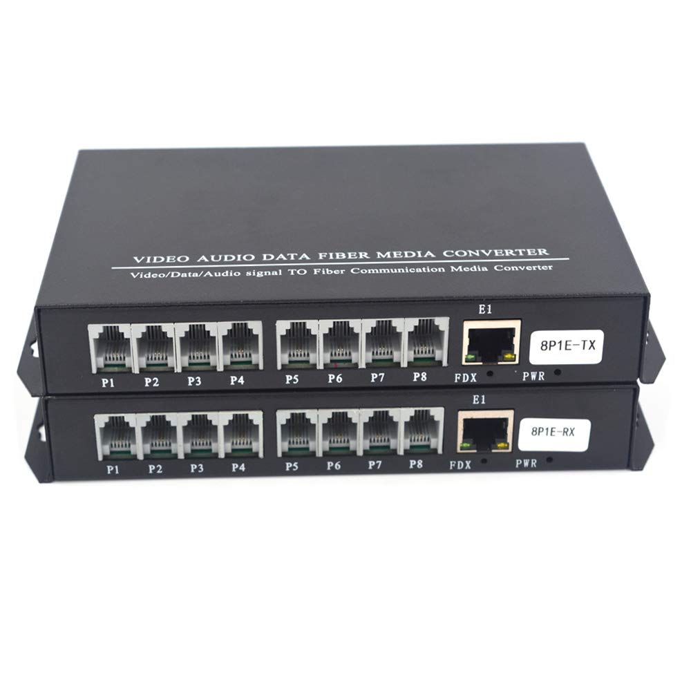 8-Channel PCM Voice Telephone Over Fiber Optic Multiplexer with SC Port & 10/100Mbps Ethernet - Telephone Converter/Extender for Office, Data Center & Telecom Applications
