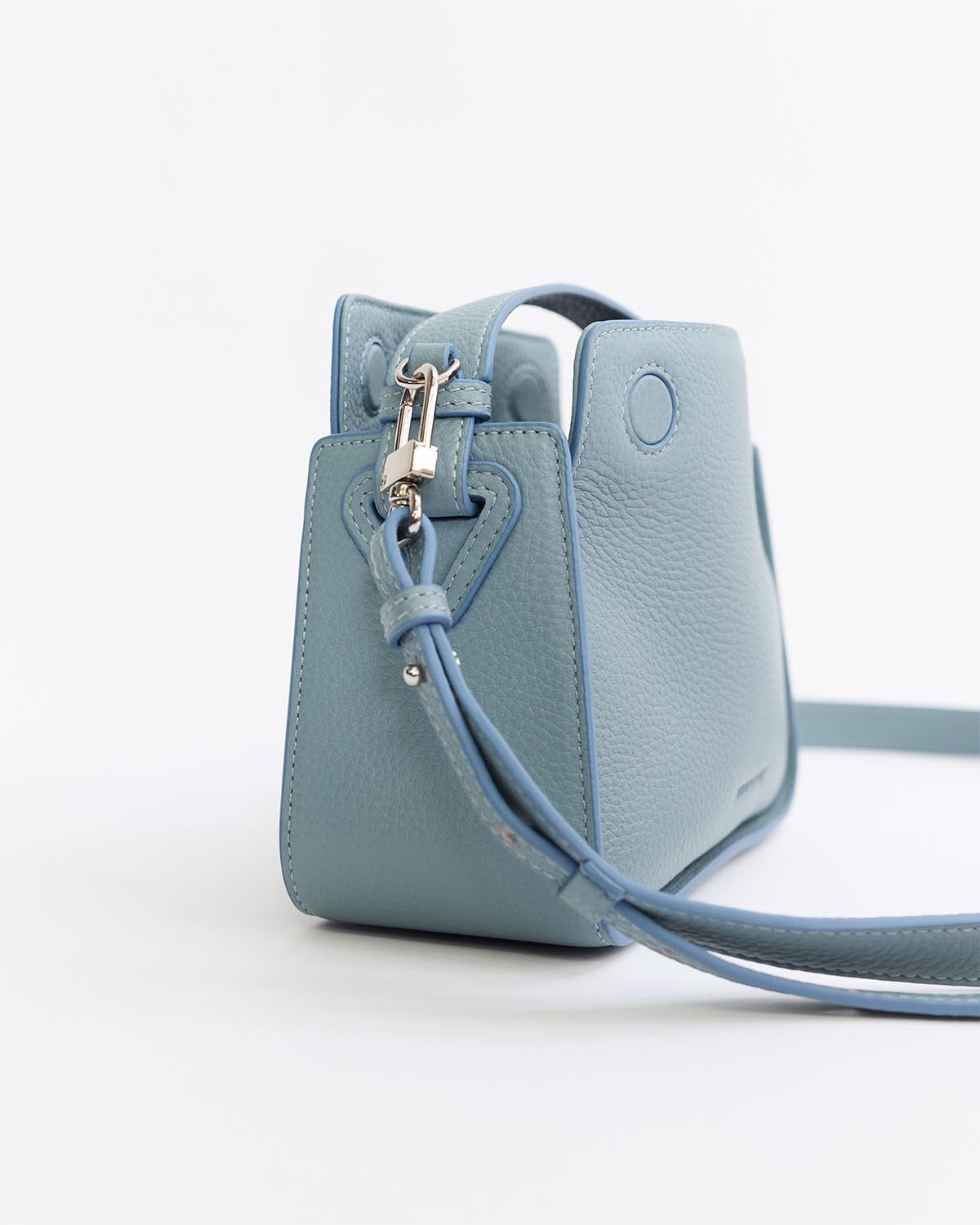 Mini Clementine Bag in Baby Blue Pebbled Leather - Stylish Crossbody Purse for Women, Perfect for Daily Use, Travel & Shopping