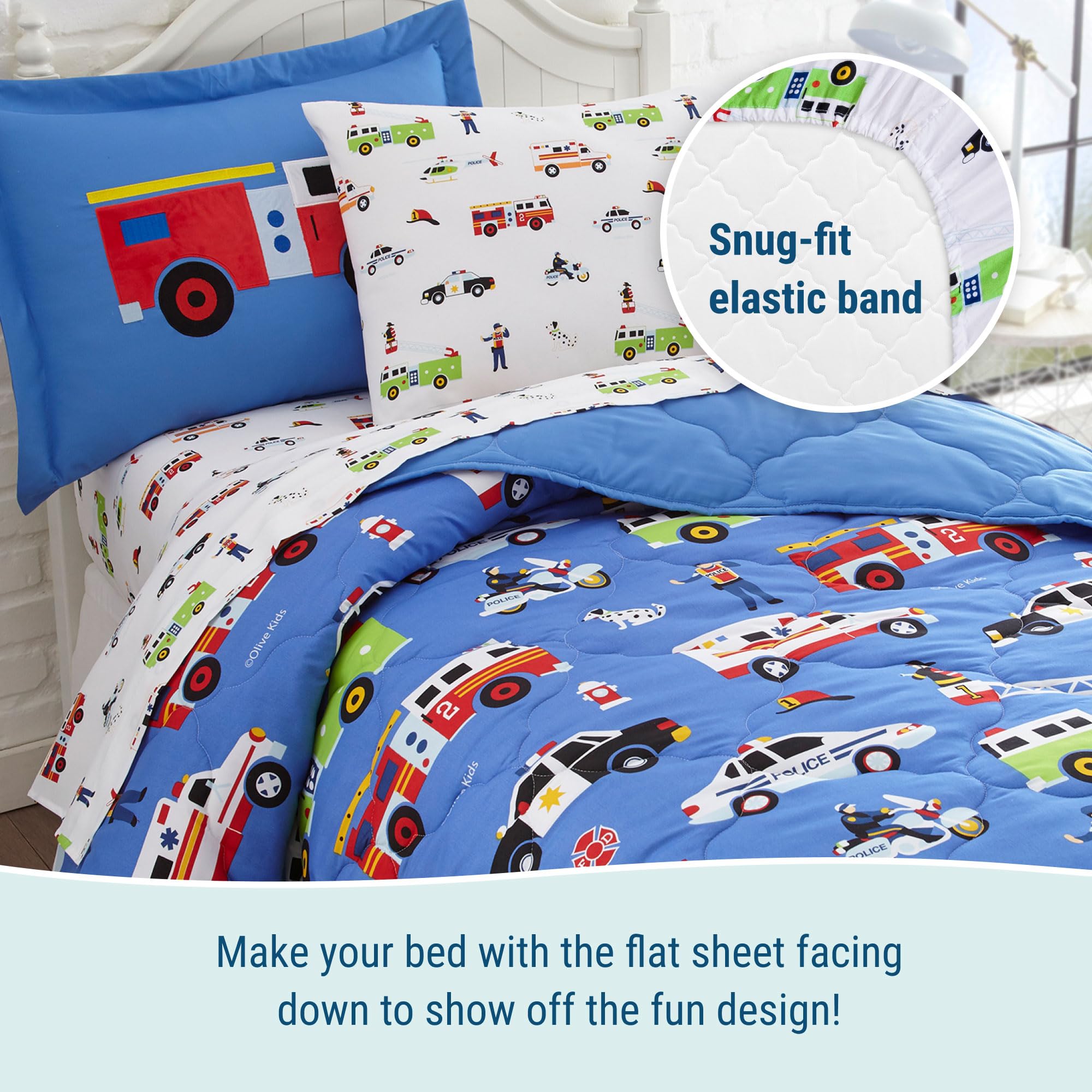 Wildkin Kids 5-Piece Twin Bed in a Bag Microfiber Bedding Set - Comforter, Flat Sheet, Fitted Sheet, Pillowcase & Sham for Boys & Girls (Heroes Design) | Perfect for Kids' Bedrooms, Sleepovers & Cozy Nights