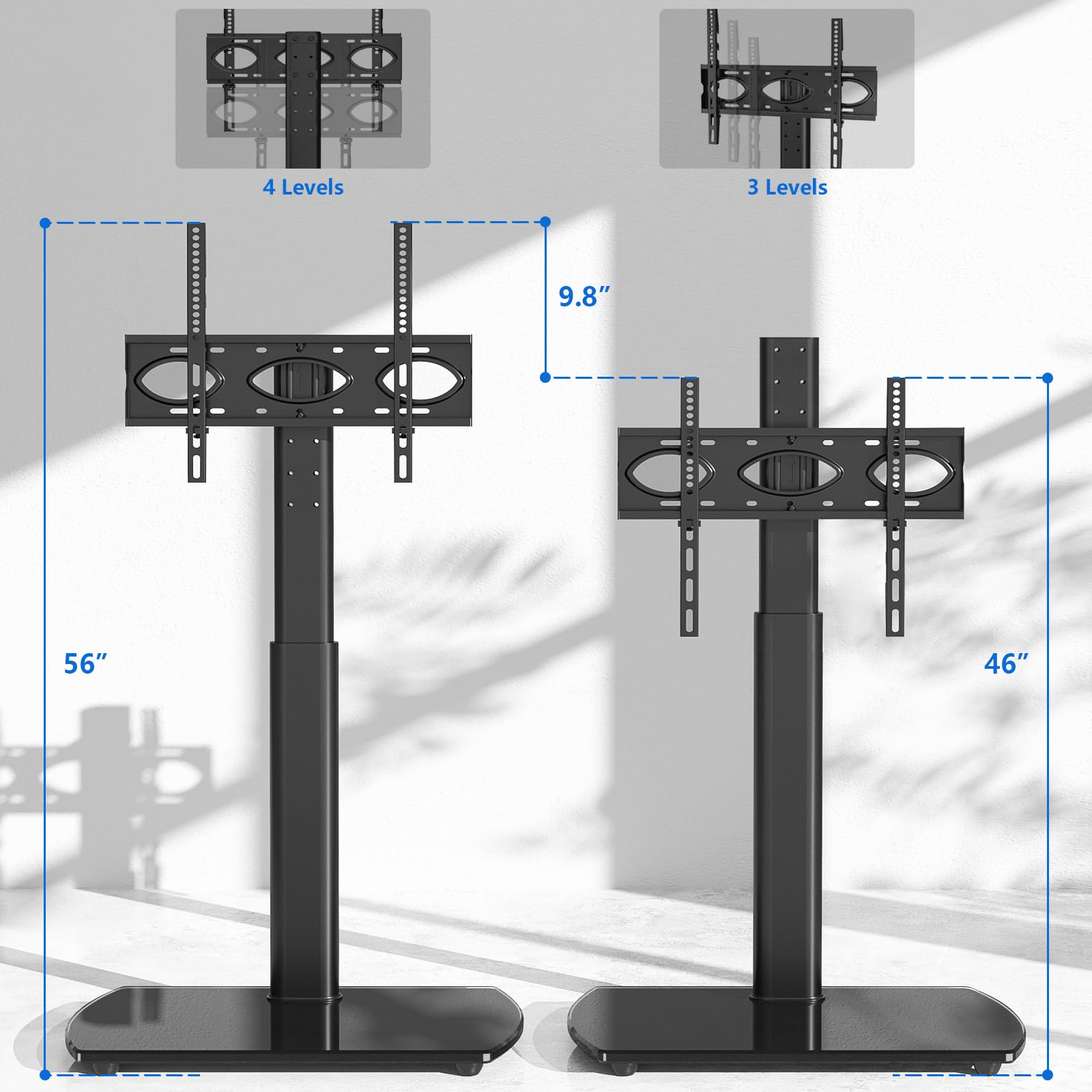 Universal Swivel TV Floor Stand for 32-65 Inch LCD LED Flat Screen TVs | Height Adjustable TV Mount Stand with Shelf | Space Saving Corner TV Stand for Living Room, Bedroom & Home Office | Sturdy Base & Smooth 360° Rotation for Optimal Viewing