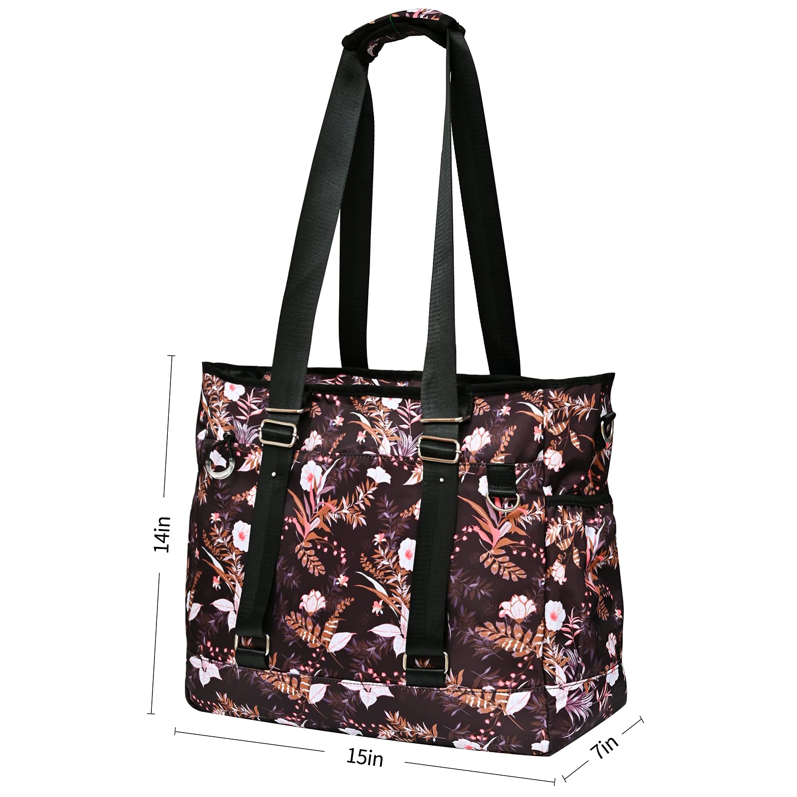 Waterproof Nylon Tote Bag with Multiple Pockets - Durable Laptop Work Bag for Women & Men - Perfect for Office, School, Travel & Shopping (Kuston)