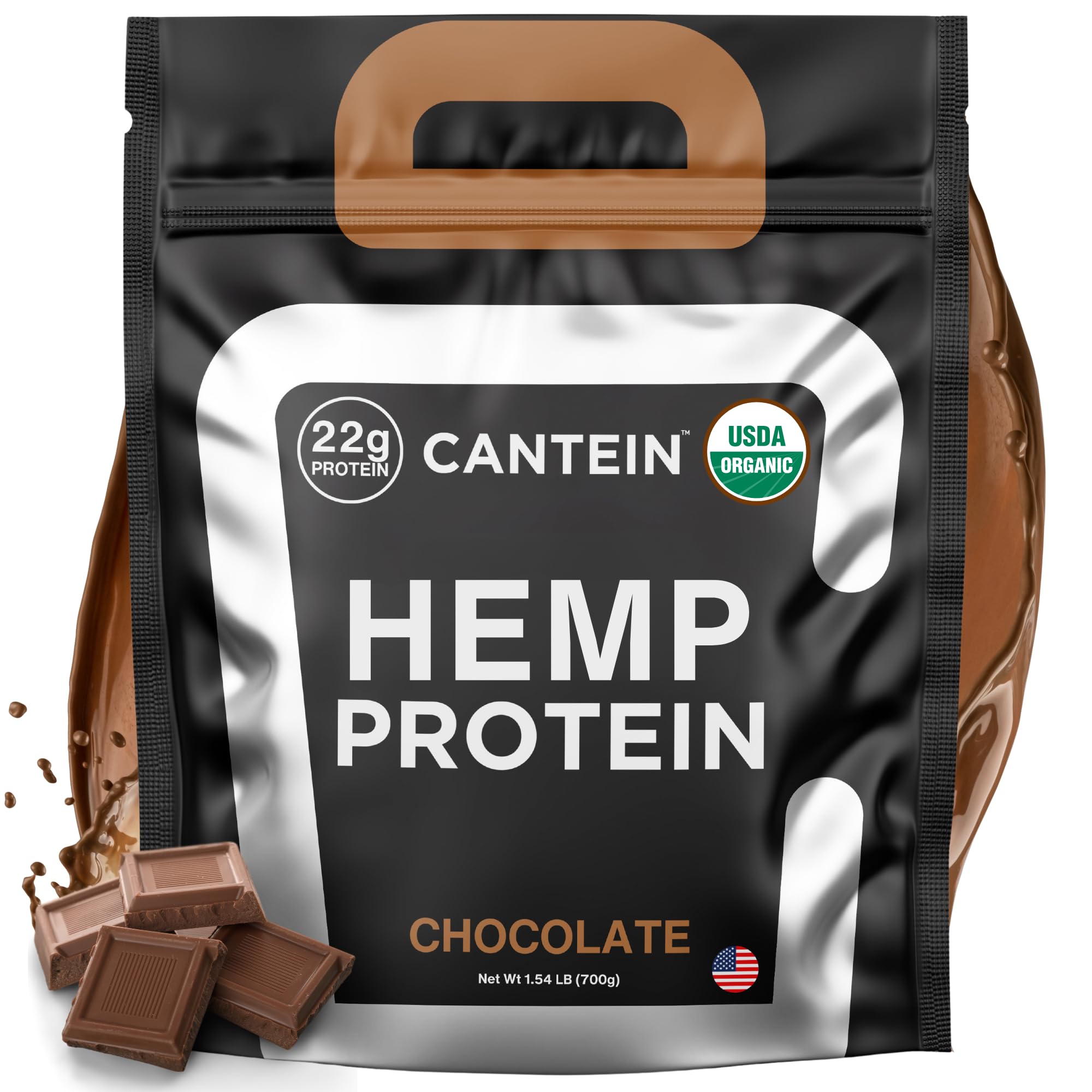 Organic Hemp Protein Powder - Vegan, Plant-Based, Dairy-Free, Lactose-Free & Gluten-Free Protein Supplement - Chocolate Flavor (20 Servings) | Perfect for Smoothies, Baking & Post-Workout Recovery