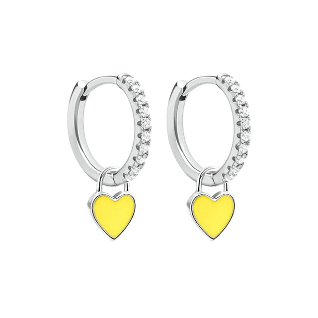 Colorful Enamel Heart Charm Drop Earrings for Women - Dainty Valentine's Day Gift, Date Night Jewelry, Bridesmaid Accessories