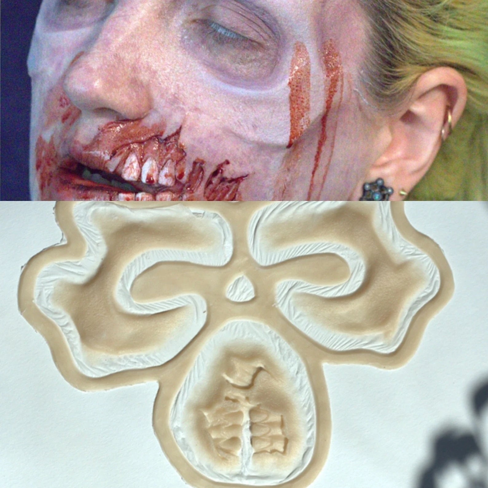 Obsidian FX Zombie Silicone Prosthetic Set - Realistic Jaw/Mouth, Eye Sockets & Cheekbones for Halloween & Horror Cosplay - Professional SFX Makeup Kit for Costume Parties & Film Productions