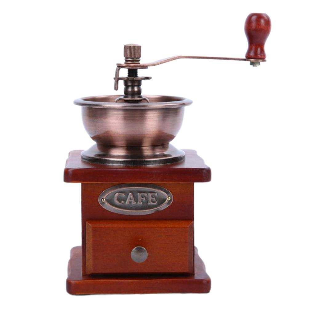 Premium Hand-Crank Coffee Grinder - Adjustable Ceramic Burr Mill for Fresh Ground Coffee Beans - Vintage Wooden Design - Perfect for Camping, Travel & Home Brewing