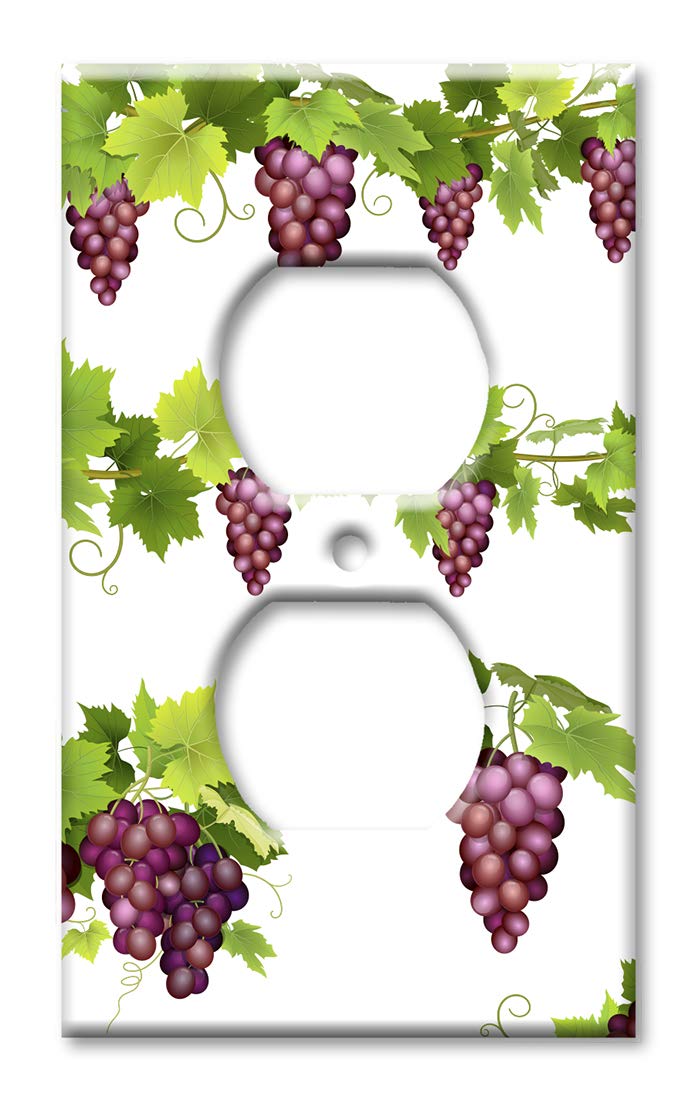 Oversized Art Plates - Jumbo Outlet Cover - Large Switch Plate Cover with Purple Grape Vine Design - Made in USA - Perfect for Home Decor, Kitchen, Dining Room & Living Room Wall Outlet Enhancement