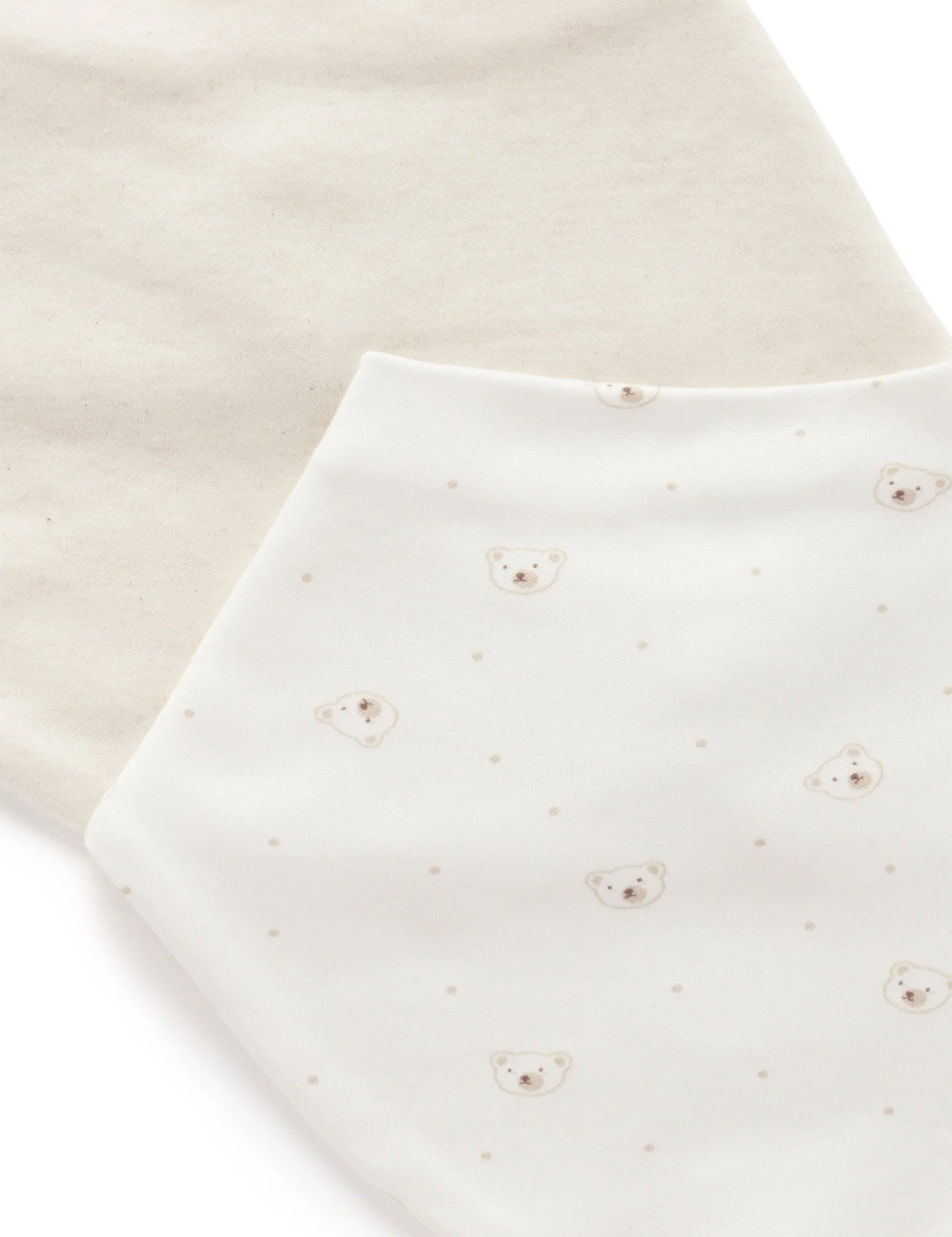 Purebaby Dribble Bibs 2 Pack - Soft Organic Cotton Baby Drool Bibs with Cute Vanilla Bear Design | Perfect for Feeding, Teething & Messy Playtime