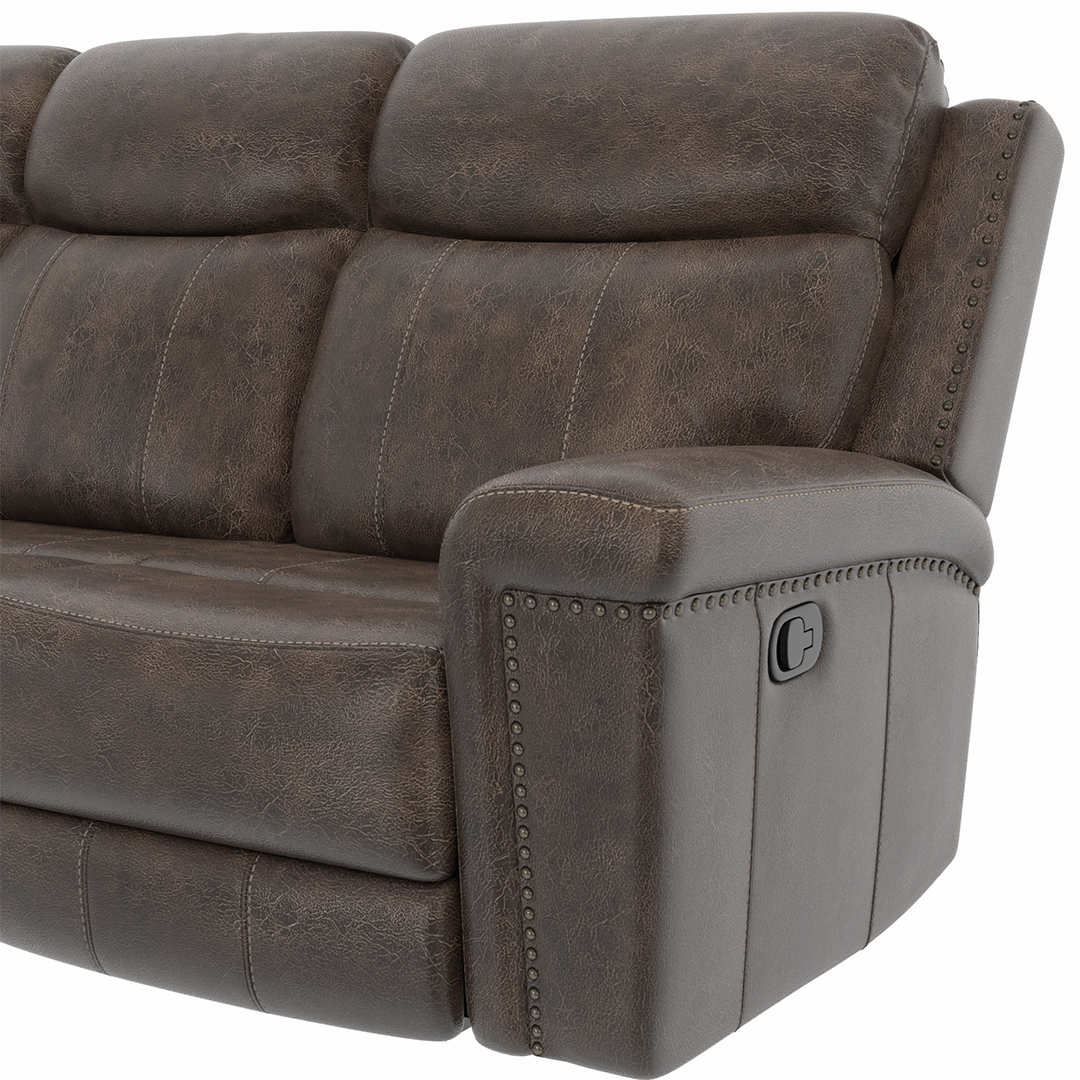 Quade Manual Reclining Sofa - Comfortable 3-Seater Recliner Couch with Adjustable Backrest for Living Room, Home Theater & Family Relaxation