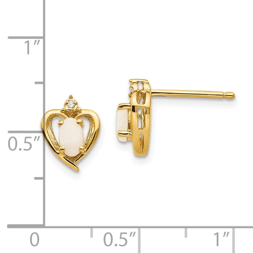 14K Yellow Gold Diamond and Opal Earrings for Women - Elegant Fine Jewelry Gift for Her - Perfect for Anniversaries, Birthdays & Special Occasions