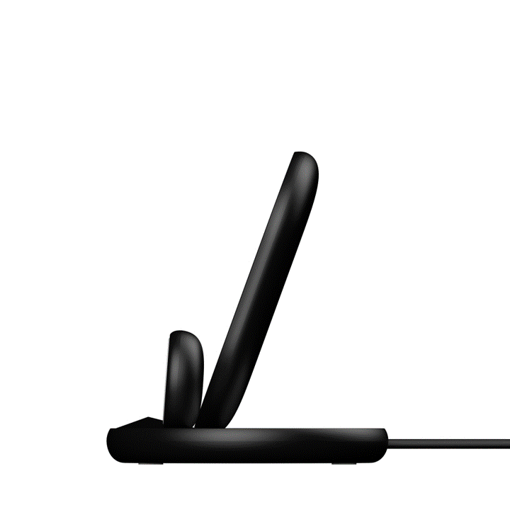 Belkin Qi Wireless Charging Stand 7.5W - 3-in-1 Fast Charger for iPhone, Samsung & AirPods - Black | Perfect for Home, Office & Nightstand Charging