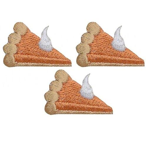 Mini Pumpkin Pie Iron On Applique Patch - 3-Pack (1-1/8