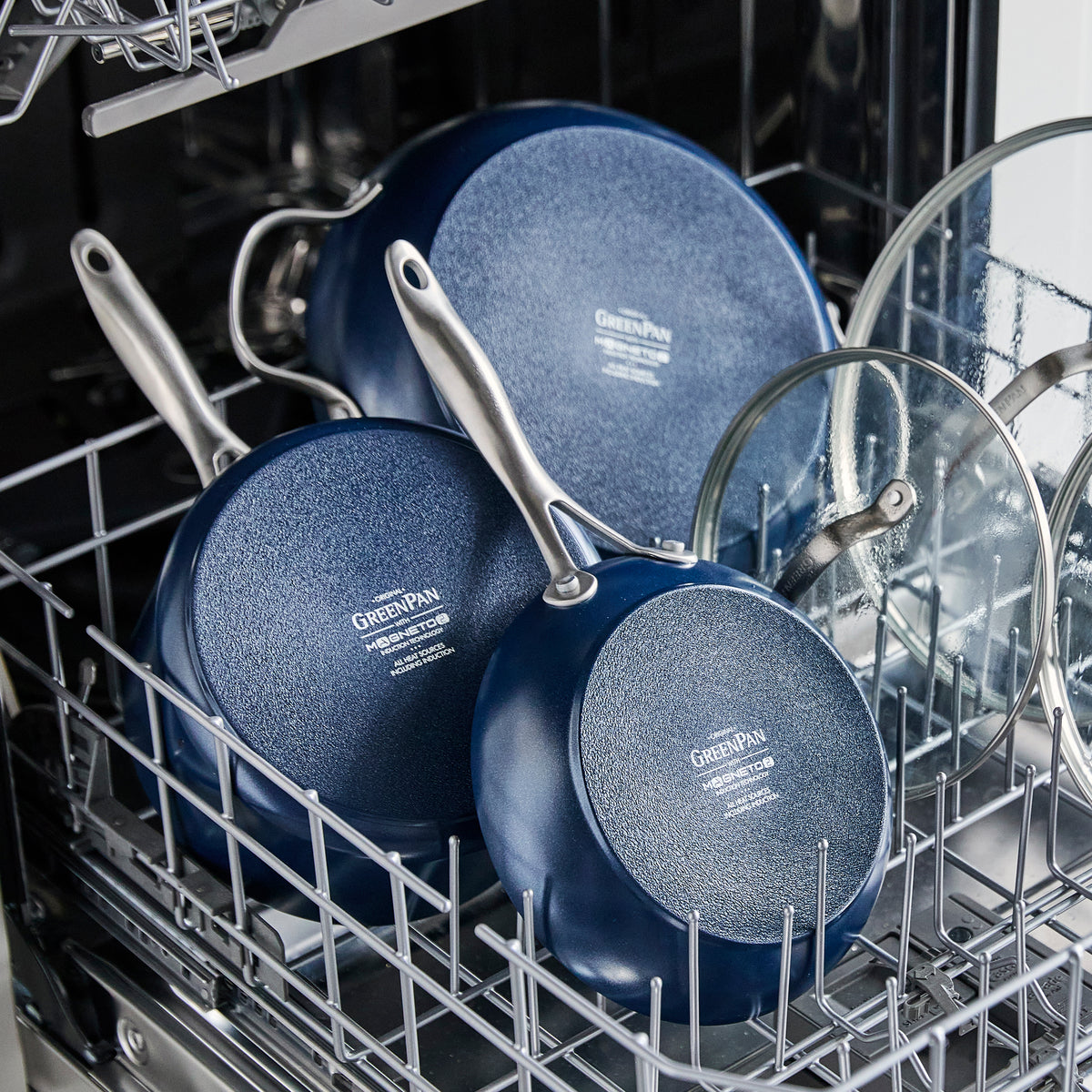 Valencia Pro Ceramic Nonstick 10-Inch & 12-Inch Frying Pan Set - Midnight Blue | Healthy Cooking, Sauteing & Frying | Dishwasher Safe Pans for Home & Restaurant Use