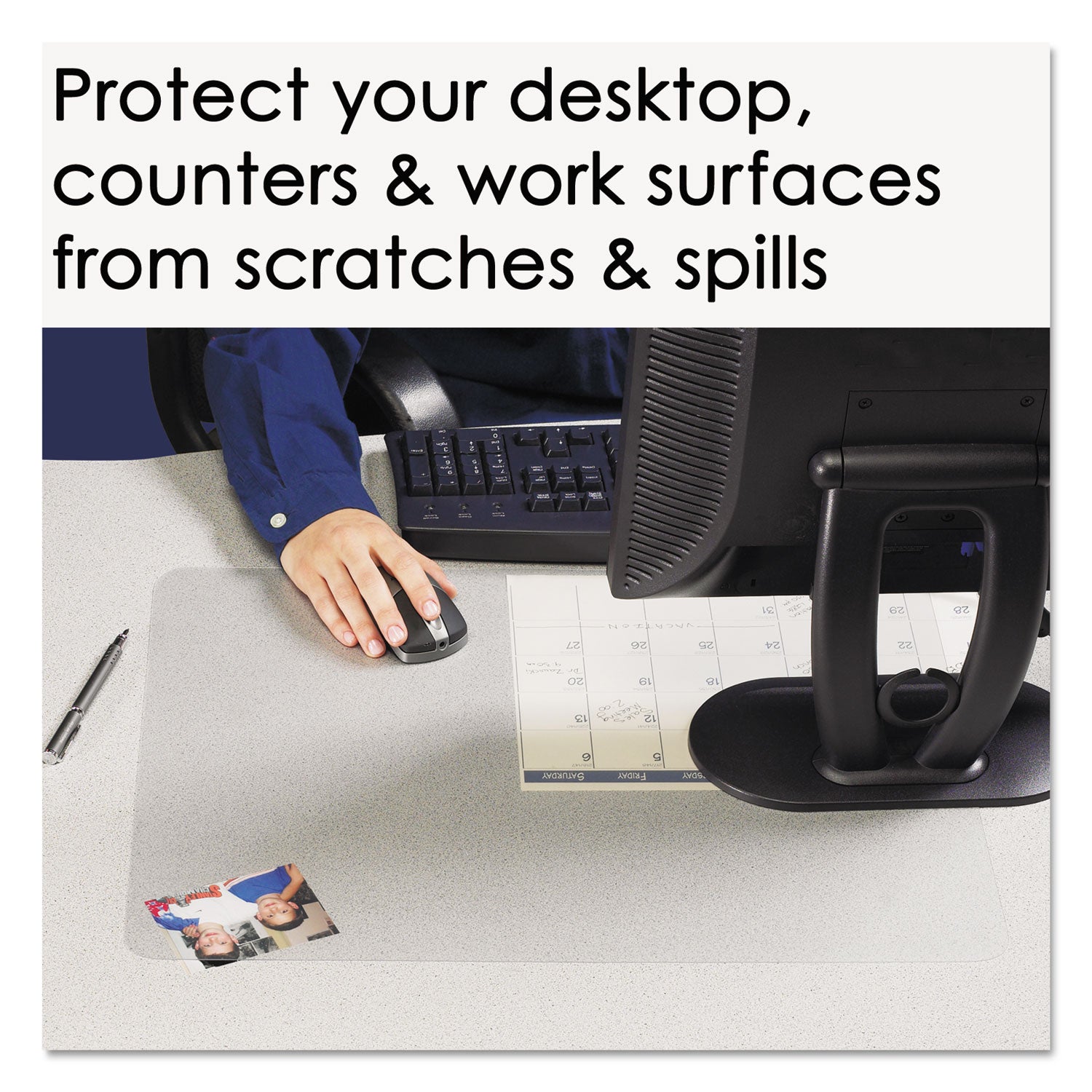Artistic® KrystalView Antimicrobial Desk Pad - 24 x 19 Inches, Clear Matte Finish for Office & Home Workspace Protection | Spill-Resistant, Non-Slip Surface for Laptops, Keyboards & Writing