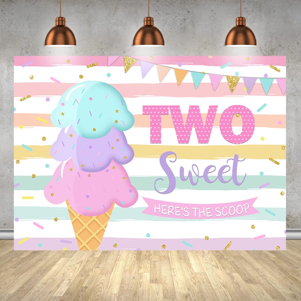 Lofaris 7x5ft Ice Cream Themed Photography Backdrop - Colorful Stripes & Polka Dots Party Banner for Sweet Princess Birthday, Cake Table Decorations | Perfect for Girl's Birthday Party, Baby Shower, Dessert Table Decor, and Photo Studio Background