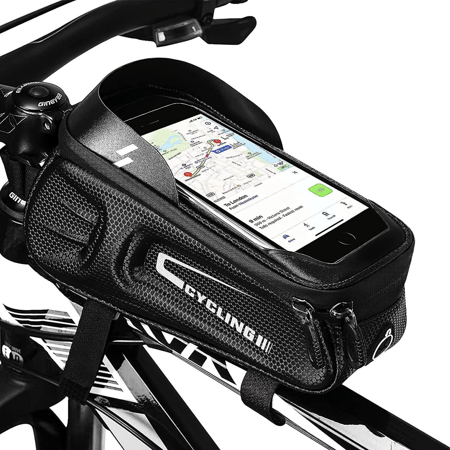 CbRSPORTS Waterproof Bike Phone Bag for iPhone 13/Pro/Max/Mini - EVA Bicycle Handlebar & Top Tube Frame Bag - Cycling Phone Mount for Commuting, Road Biking & Outdoor Adventures