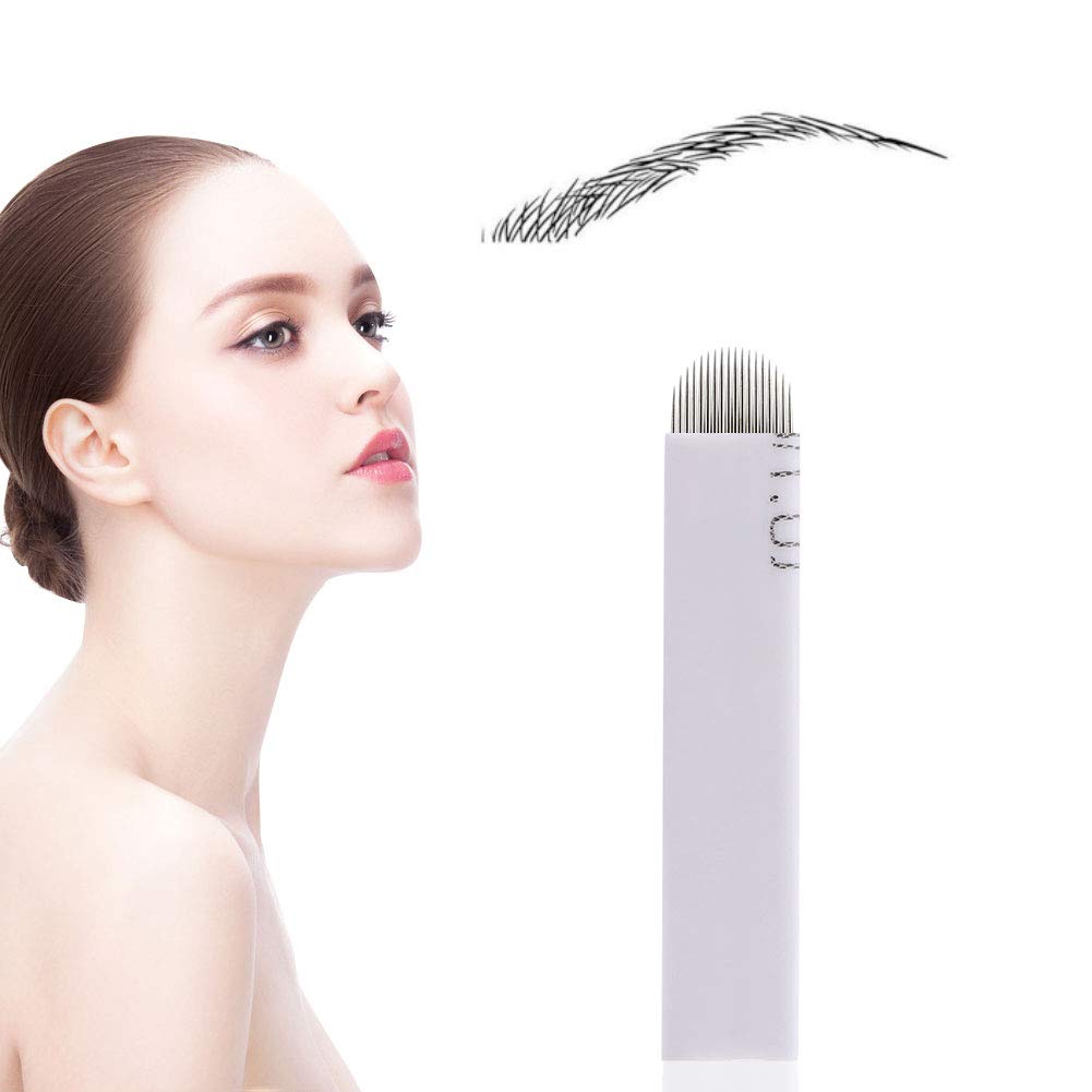 50 Pack Curved 18-Pin Microblading Blades for Semi-Permanent Eyebrow Tattoo - Professional Brow Shaping & Hair Stroke Technique for Natural-Looking Results (Perfect for Salon, Spa & Home Use)