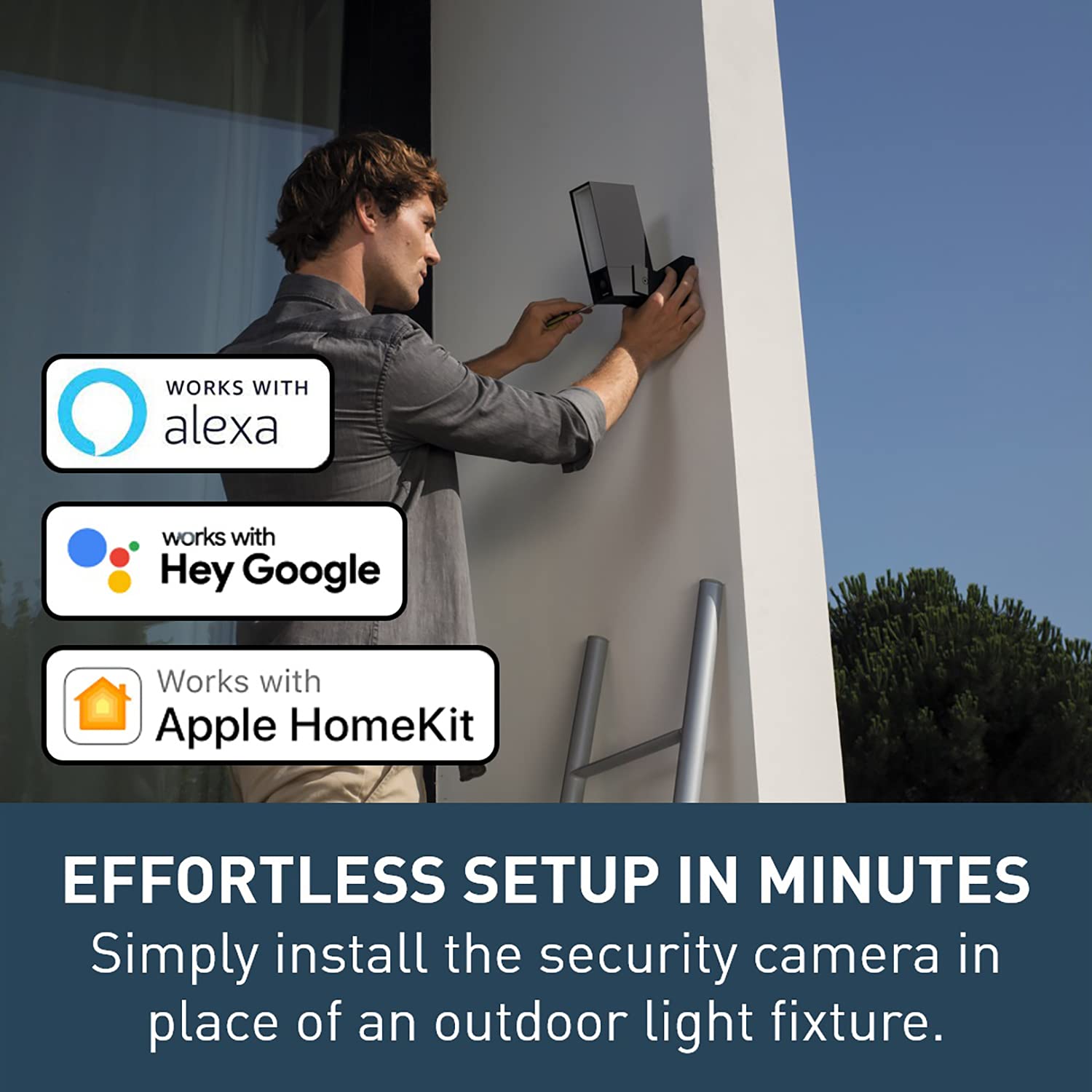 Netatmo Outdoor Security Camera - Wireless Smart WiFi Camera with 105dB Alarm, Built-in Floodlight & Motion Detection | NOCSUS Certified | Ideal for Home, Garage & Backyard Surveillance