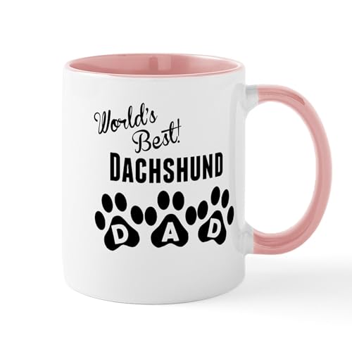 White/Pink Inside - Worlds Best Dachshund Dad Mugs