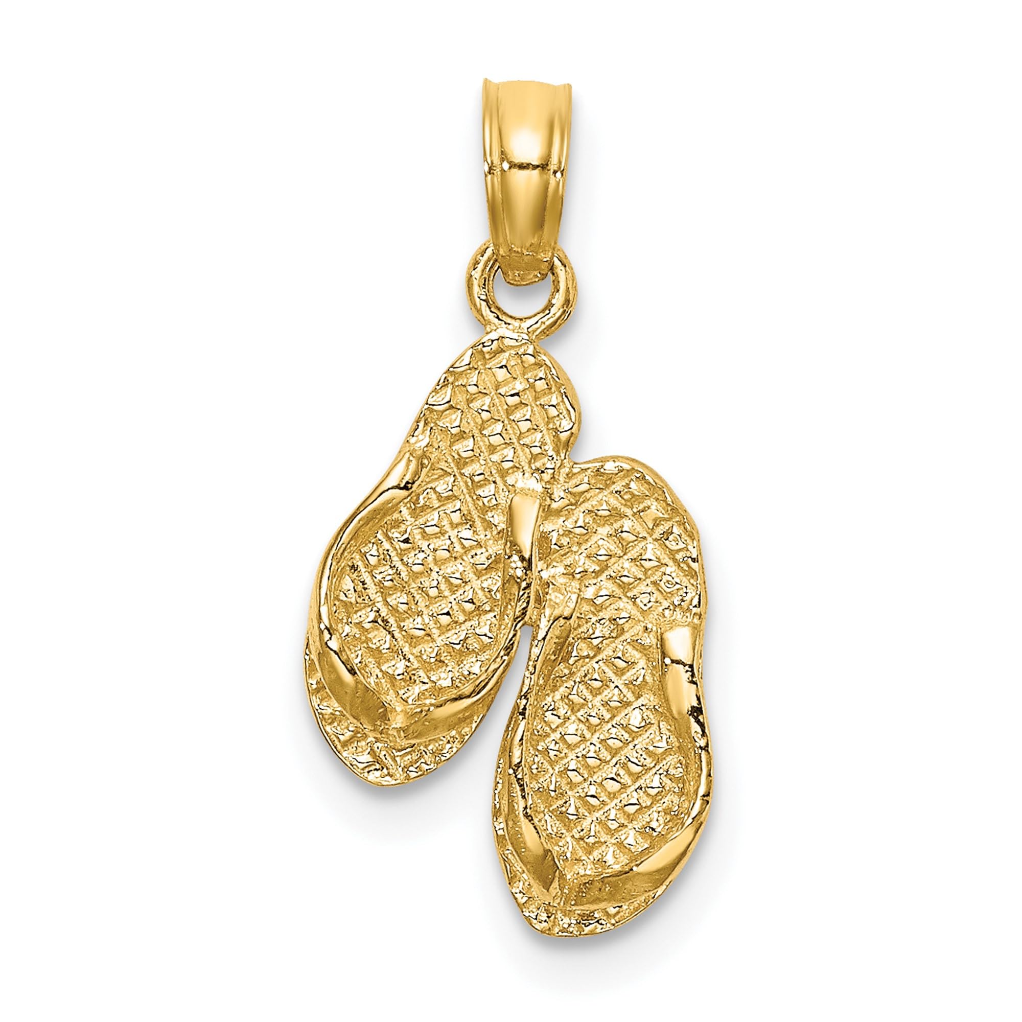 14K Solid Yellow Gold Sanibel Island Double Hawaiian Flip Flop Necklace - Beach Sandals Pendant Charm for Women - Perfect for Summer Vacations, Beach Parties & Tropical Getaways