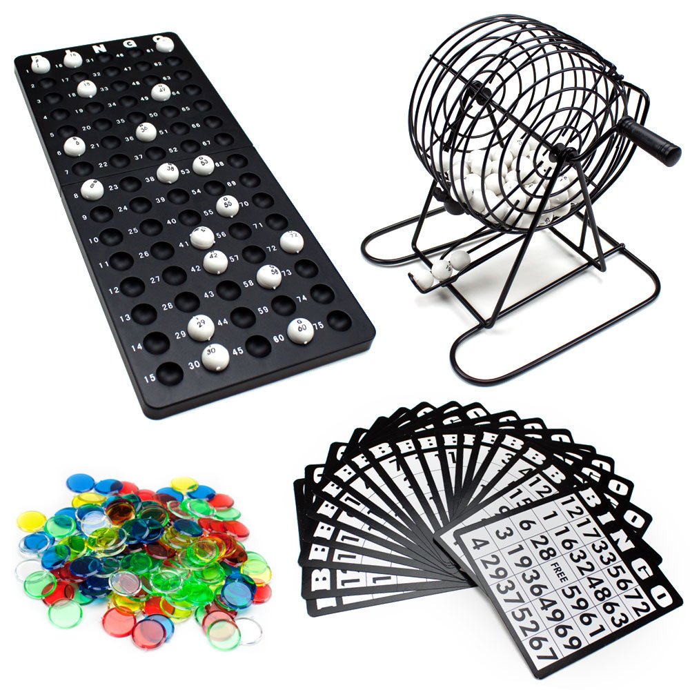 Brybelly Complete Bingo Game Set with 75 Balls, 100 Cards & Cage - Fun Family Game Night, Classroom Activities & Senior Social Events
